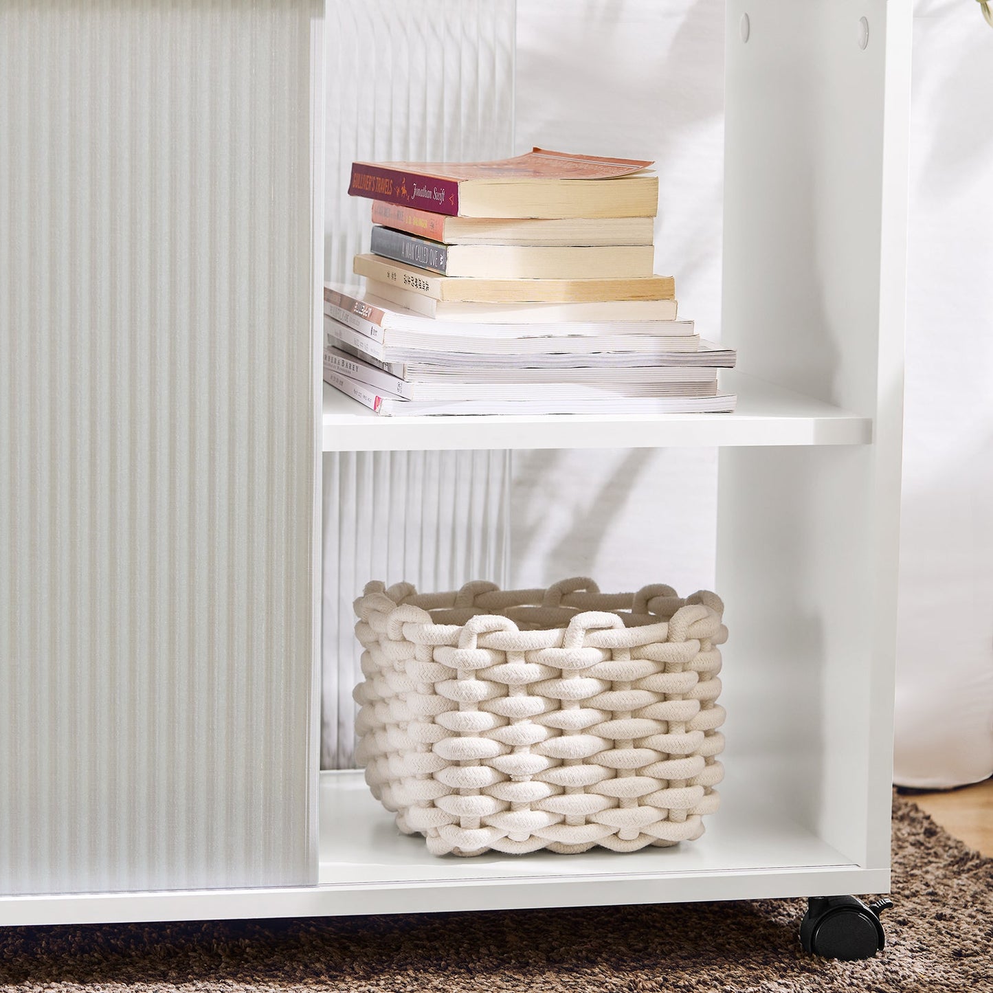 SoBuy Bijzetkastje met Wielen FBT141-W - 3 Laden - 70 x 35 x 61 cm - Wit
