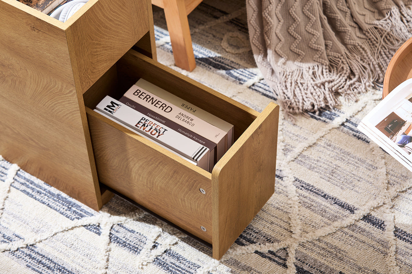 SoBuy Bijzettafel Met Afneembaar Blad - Schuiflade en Open Vak - 70 x 25 x 55 cm - FBT158-N