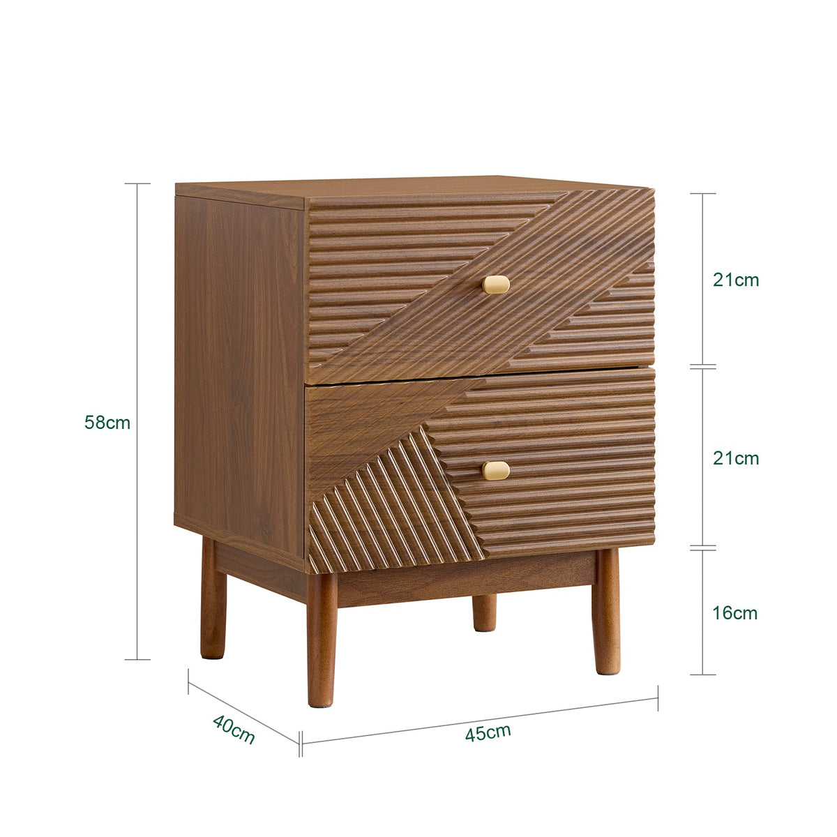 sobuy vintage nachtkastje 2-lades - bruin - 45 × 40 × 58 cm