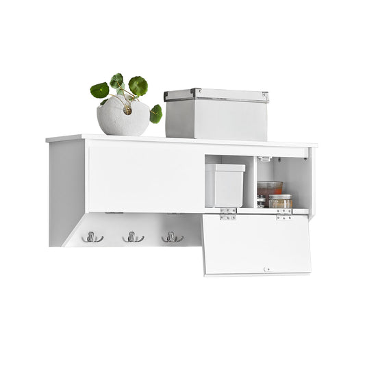 SoBuy Wandkapstok met 2 deuren en 5 dubbele haken - 78x20x30 cm - Max. 25KG - Wit