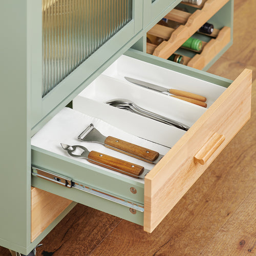 SoBuy - Centraal Keukeneiland - Bamboe hout - 109 x 38 x 92 cm - Groen