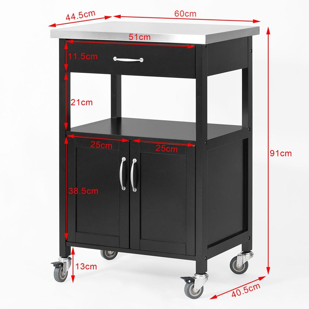 SoBuy Keukentrolley - 60 x 44,5 x 91cm - zwart
