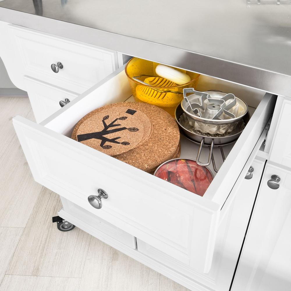 SoBuy FKW33-W Mobiele Keukenkast Keukenwagen – Wit – 107x95x48,5 cm – Roestvrijstalen Werkblad