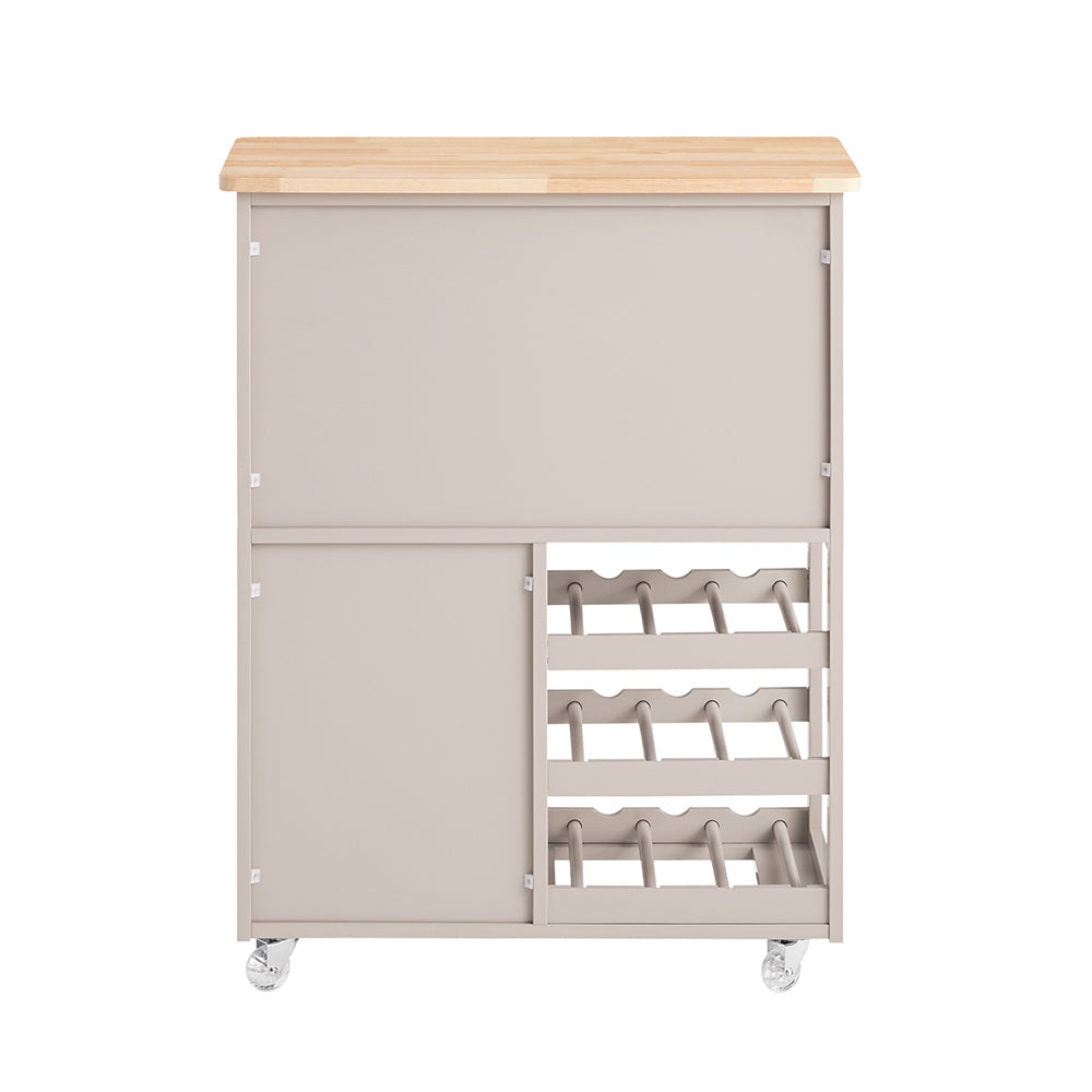SoBuy FKW45-KA Keuken Rolwagen – Lichtgrijs – 67x38x87 cm – Met Lade, Deuren en Flessenhouder