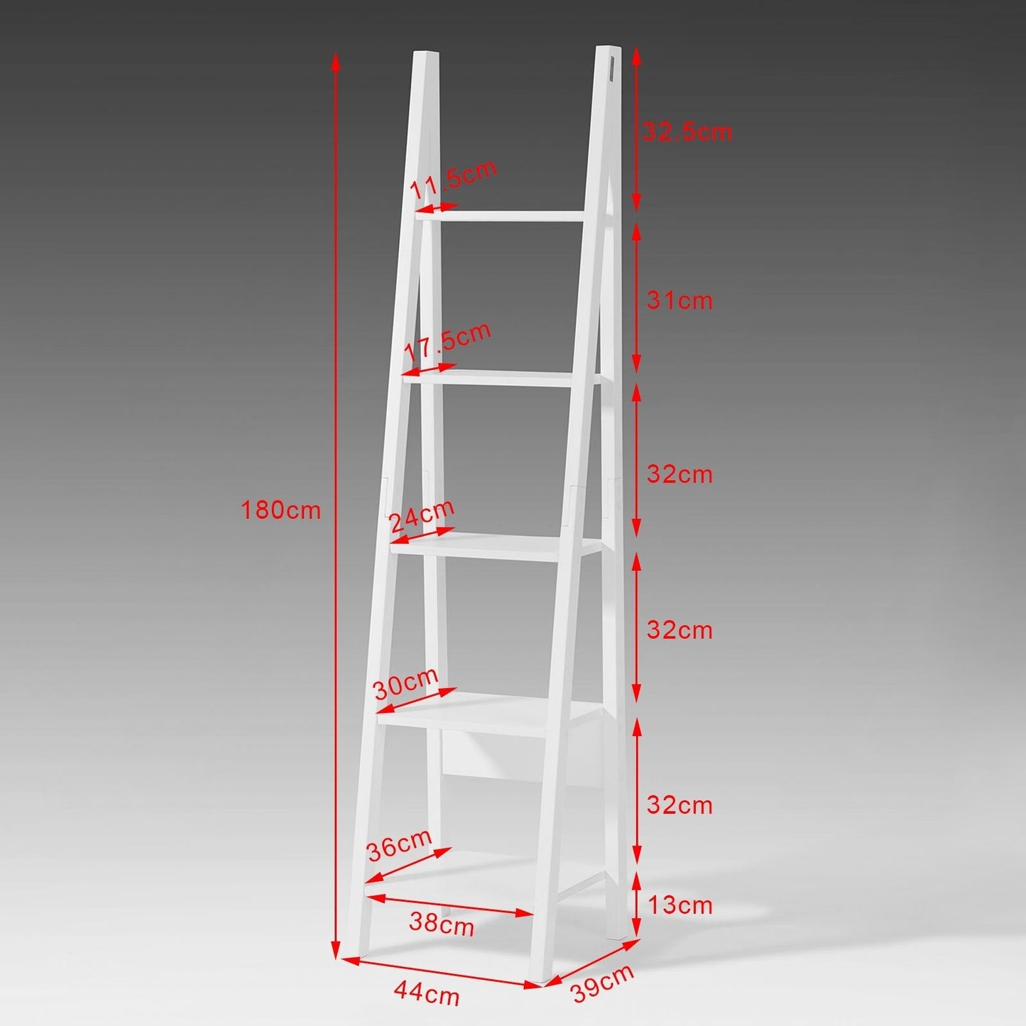 SoBuy Ladderrek - 44x180x39cm - wit