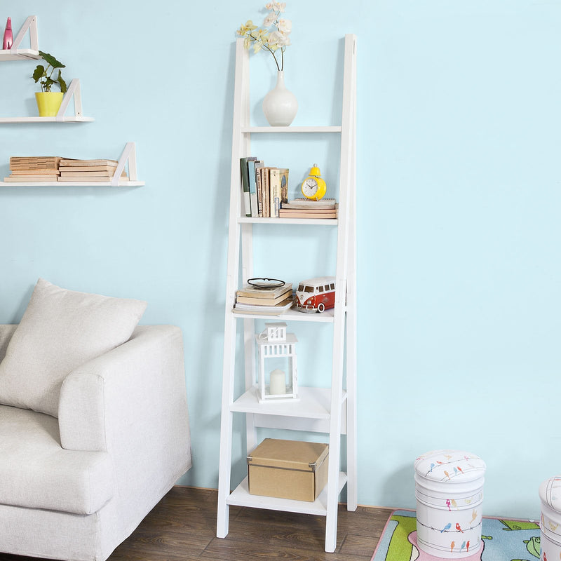 SoBuy Ladderrek - 44x180x39cm - wit