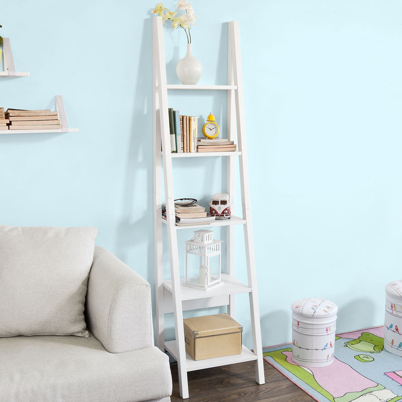 SoBuy Ladderrek - 44x180x39cm - wit