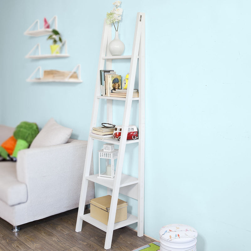 SoBuy Ladderrek - 44x180x39cm - wit
