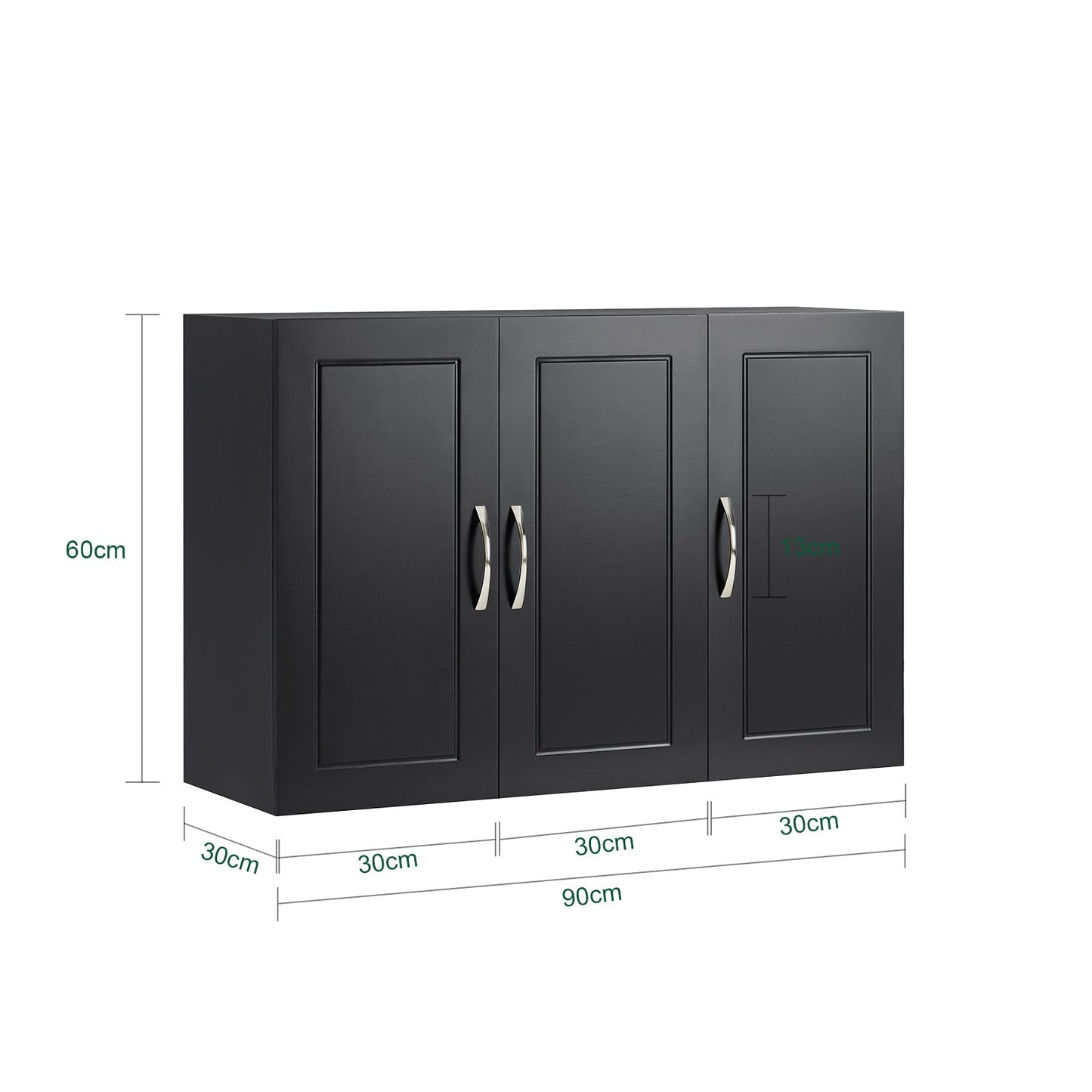 SoBuy Hangkast Badkamerkast Zwart – 90x60x30 cm – FRG231-L-SCH – Wandkast met Twee Deuren en Verstelbare Planken