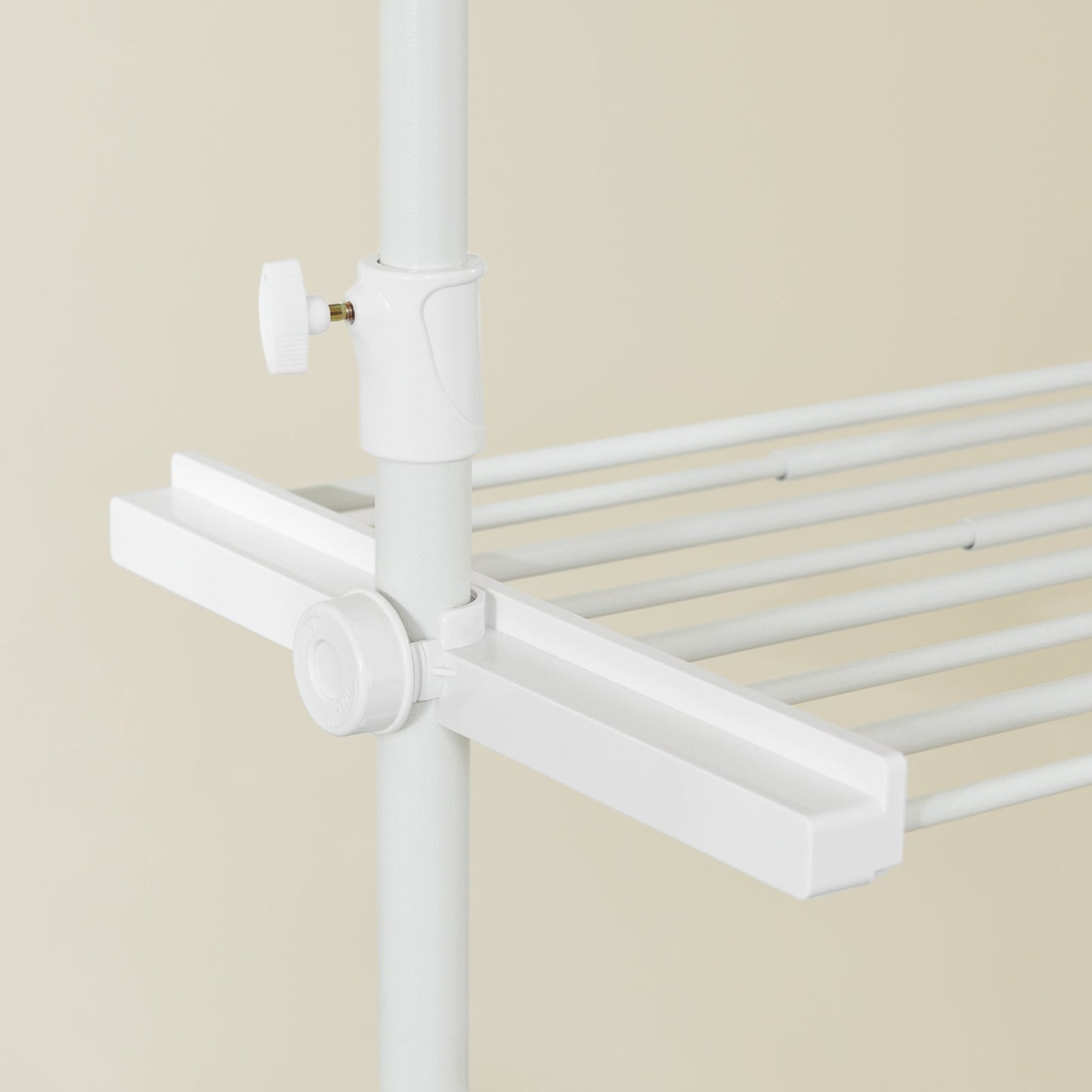 SoBuy FRG34-II-W Verstelbare Telescopische Kledingrek Wit - 147-195 x 200-295 cm - Open Kast met Stangen en Planken
