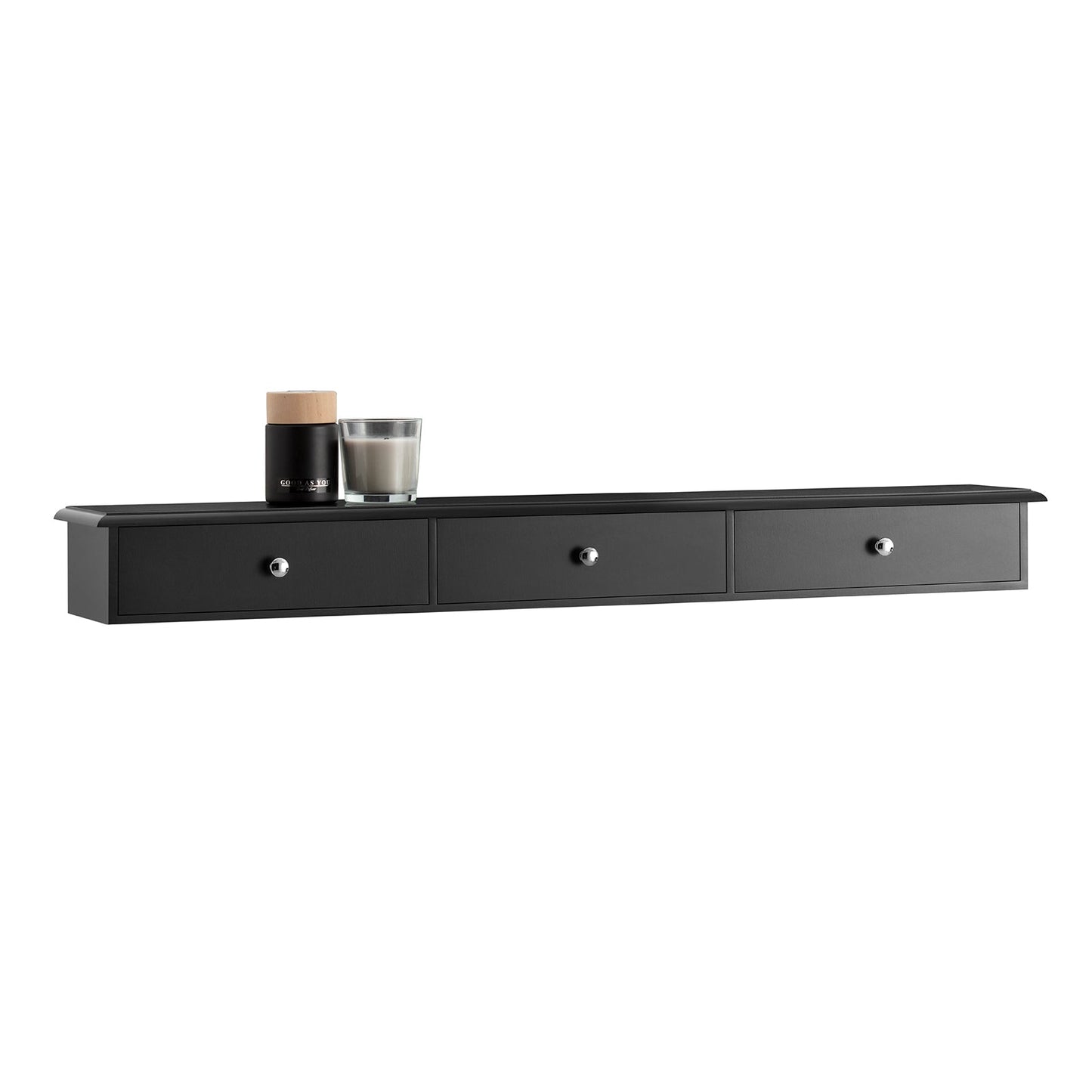 SoBuy Wandkast FRG43-L-SCH - 3 Laden - 93 x 10 x 15 cm - Zwart