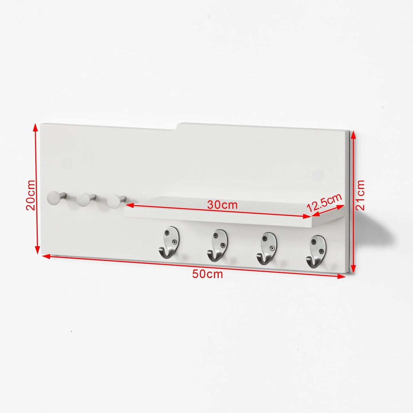 SoBuy Kapstok - 4 Haken - B50x L21cm - Wit