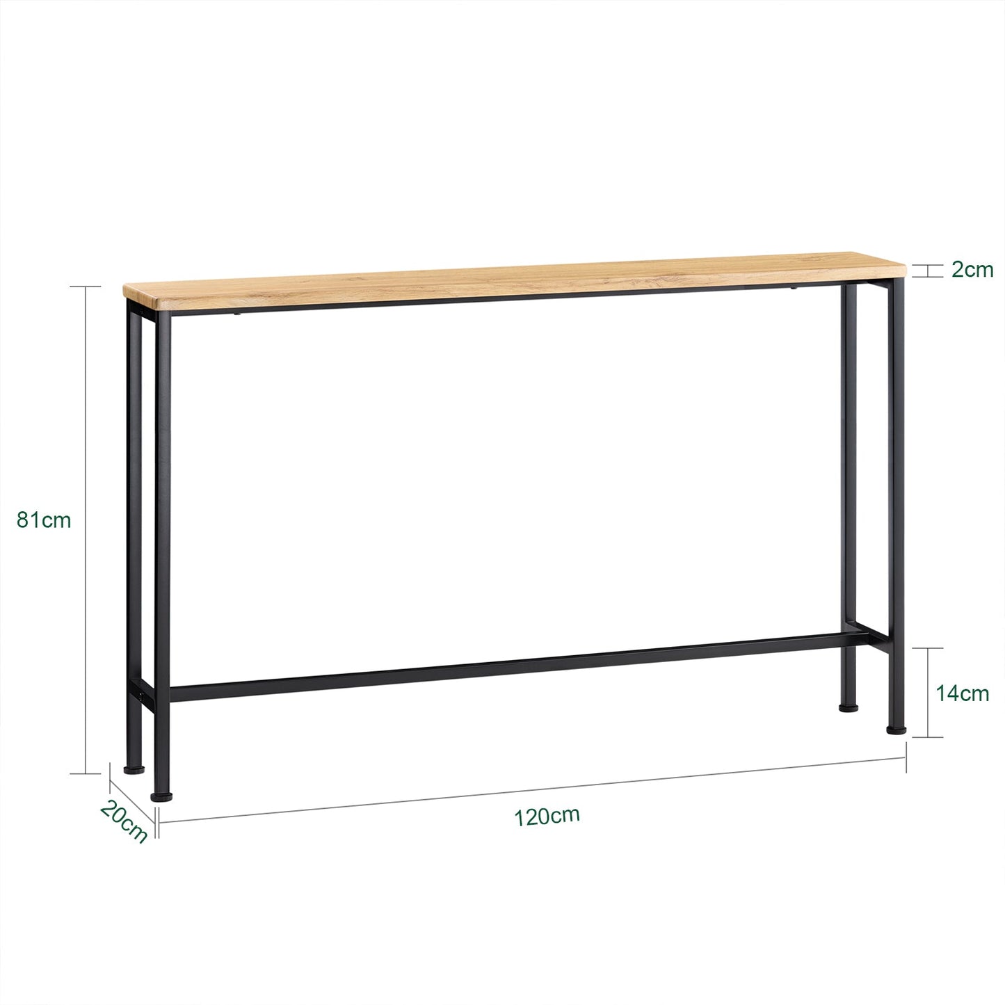 SoBuy Consoletafel FSB19-L-E - Metalen Frame - MDF Hout - 120 x 20 x 80 cm