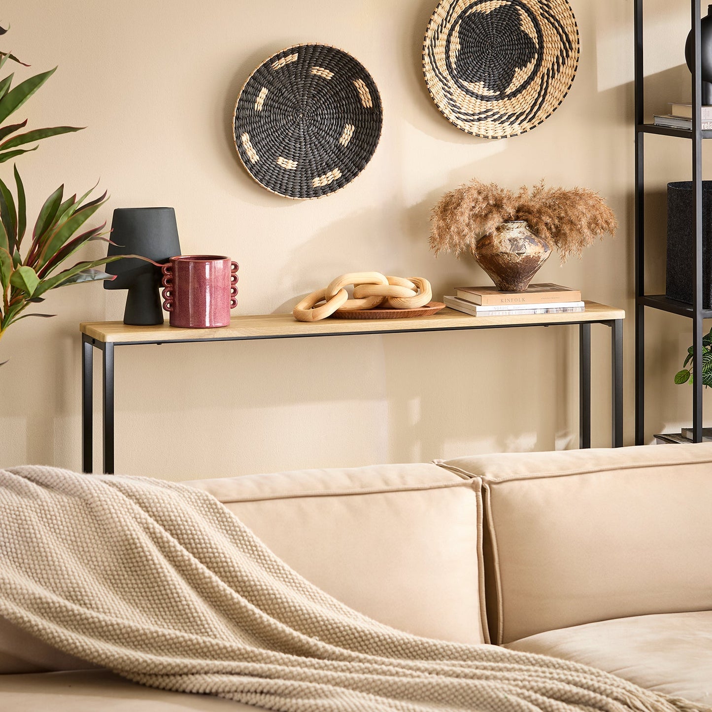 SoBuy Consoletafel FSB19-L-E - Metalen Frame - MDF Hout - 120 x 20 x 80 cm