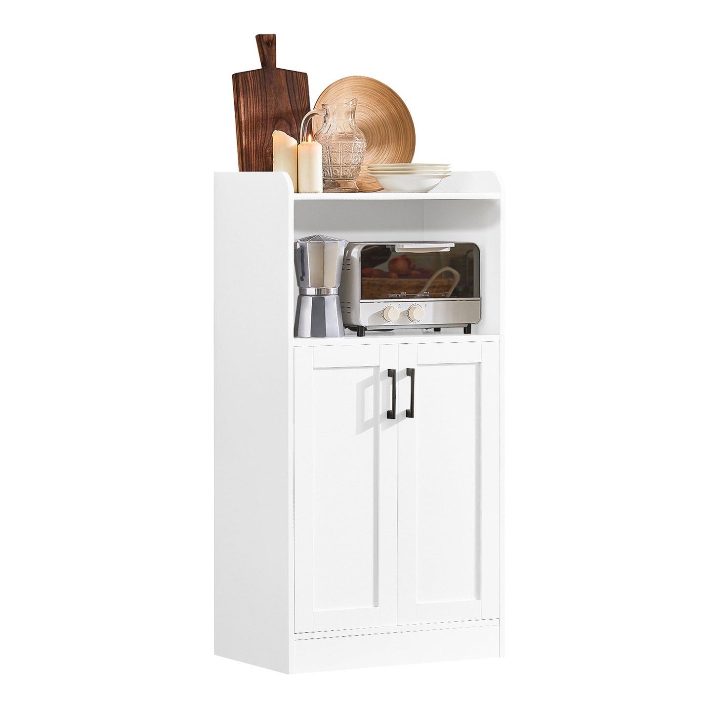 SoBuy Keukenkast – Met Deuren & Open Compartiment – max. 60 kg – 60 x 40 x 120 cm – Wit