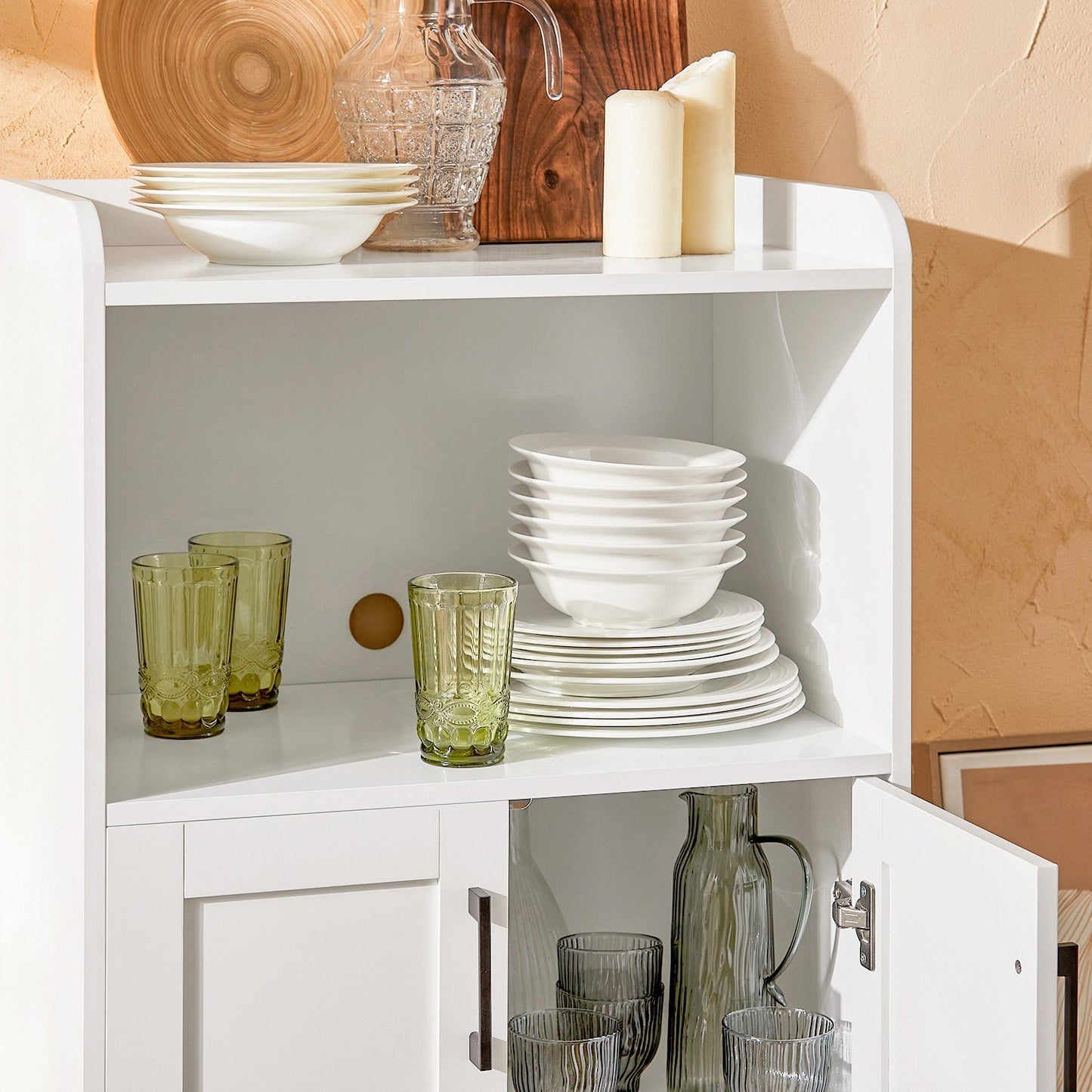 SoBuy Keukenkast – Met Deuren & Open Compartiment – max. 60 kg – 60 x 40 x 120 cm – Wit