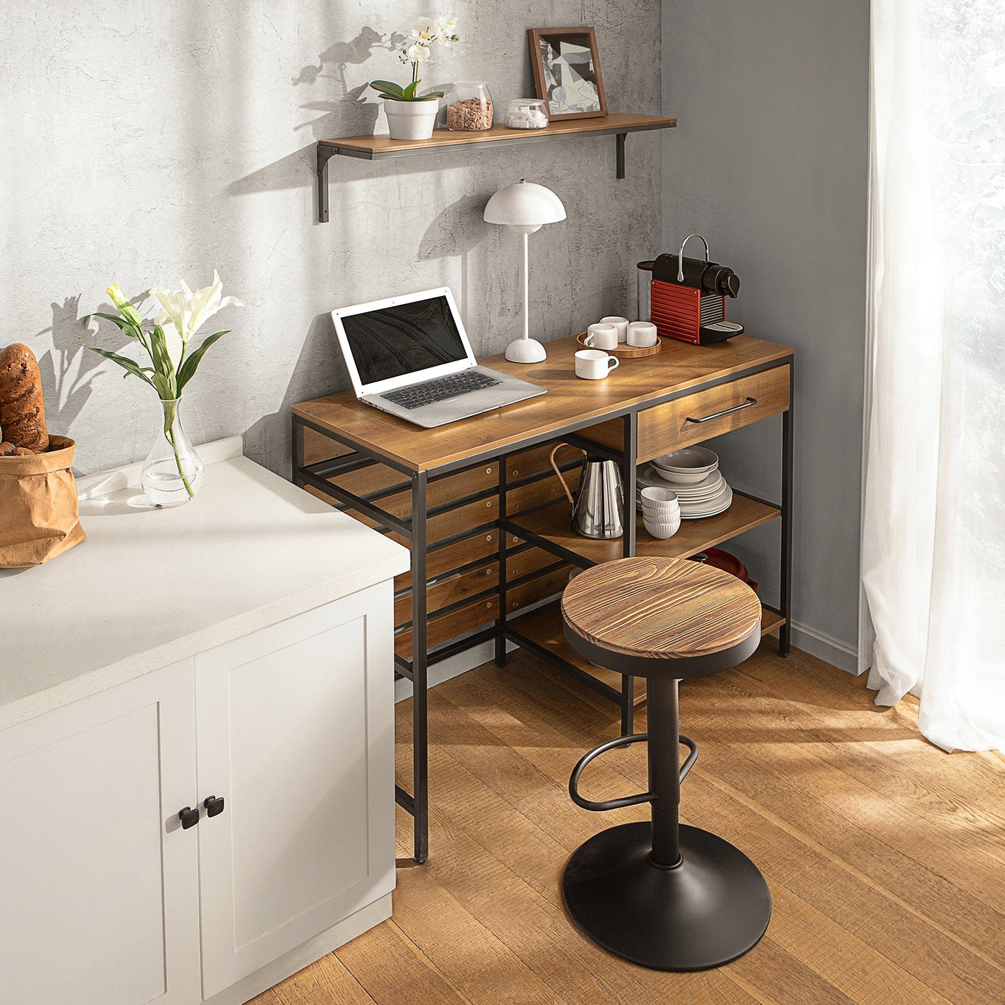 SoBuy FSB71-PF Buffetkast - Bruin Houtcomposiet met Lade & Planken