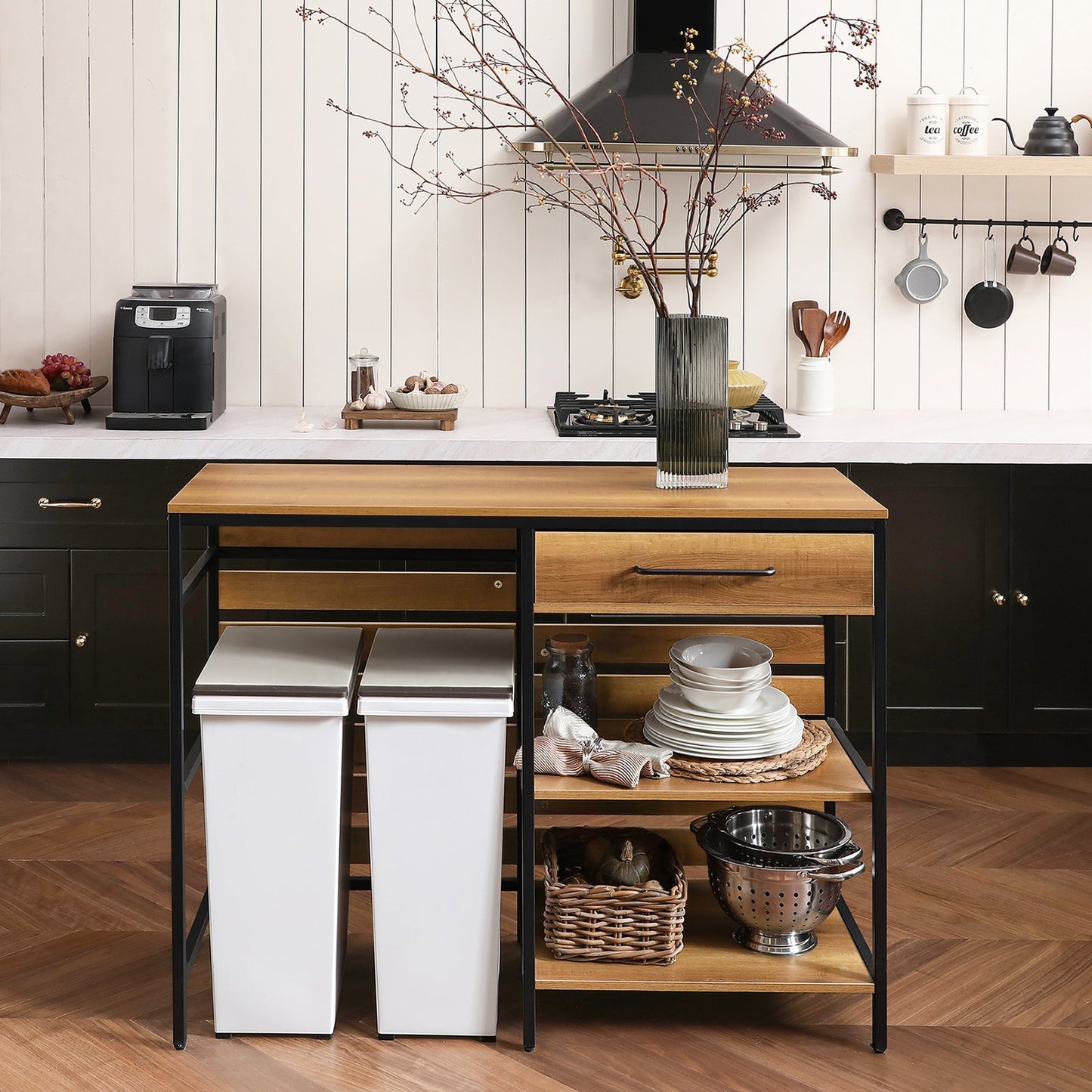 SoBuy FSB71-PF Buffetkast - Bruin Houtcomposiet met Lade & Planken