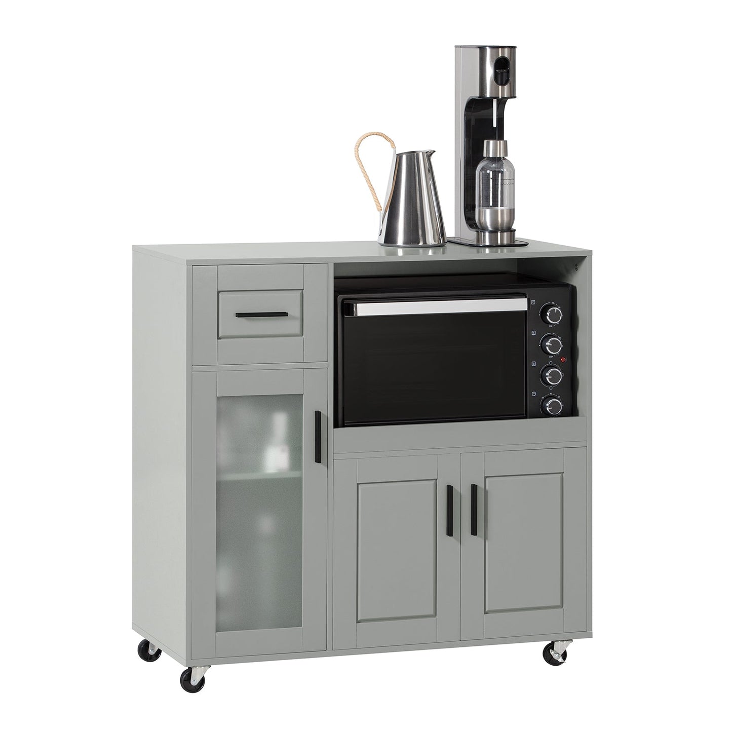 SoBuy Magnetronkast FSB78-HG - 1 Lade - 3 Deuren - 89 x 40 x 89 cm - Grijs