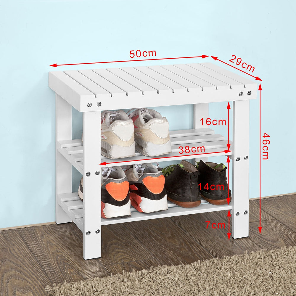 SoBuy - Schoenenrek met bankje - Wit - 50x29x45 cm