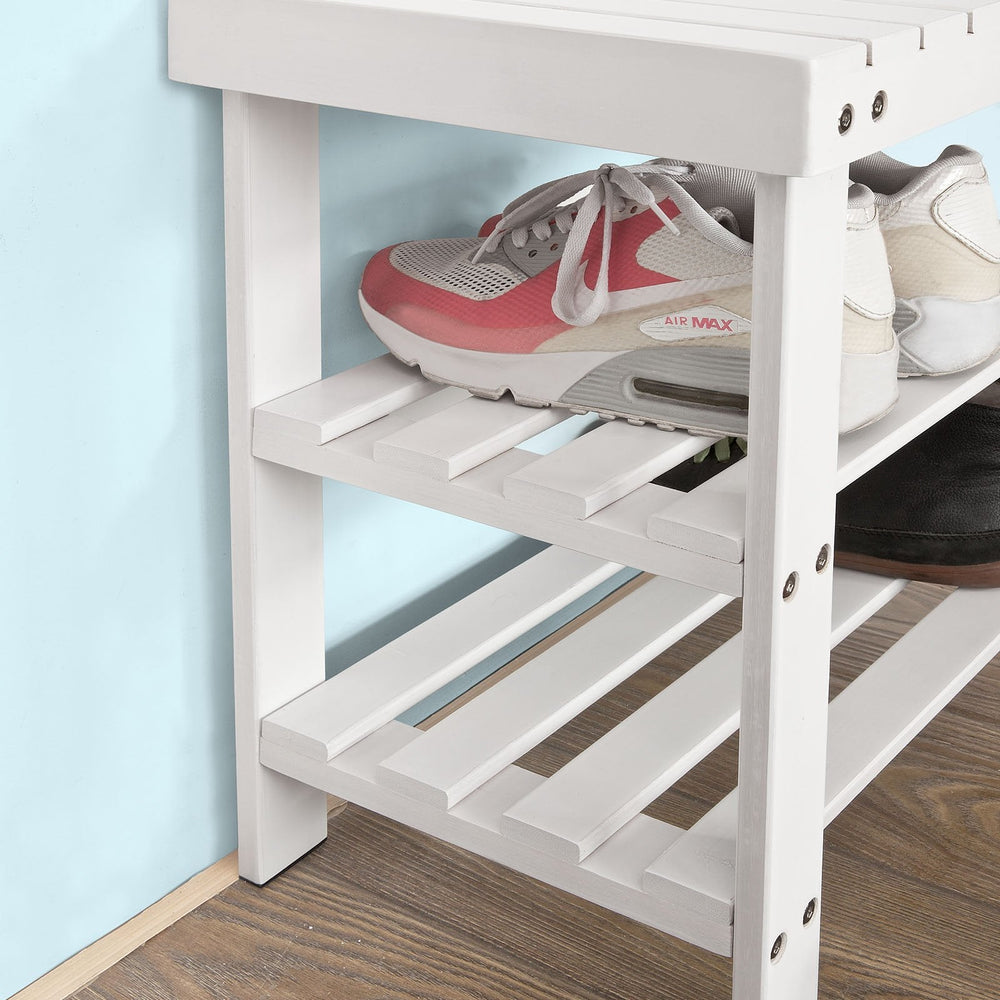SoBuy - Schoenenrek met bankje - Wit - 50x29x45 cm