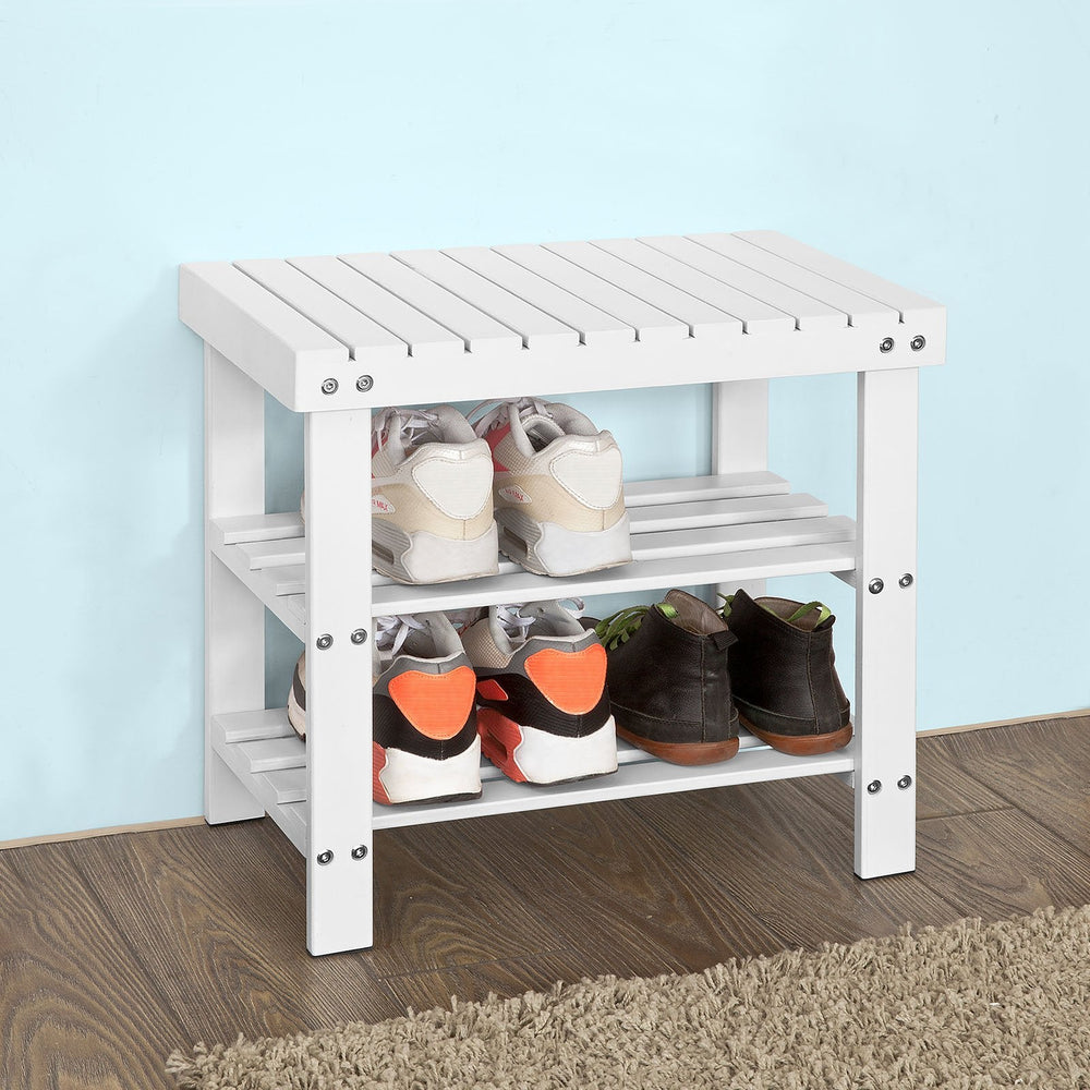 SoBuy - Schoenenrek met bankje - Wit - 50x29x45 cm