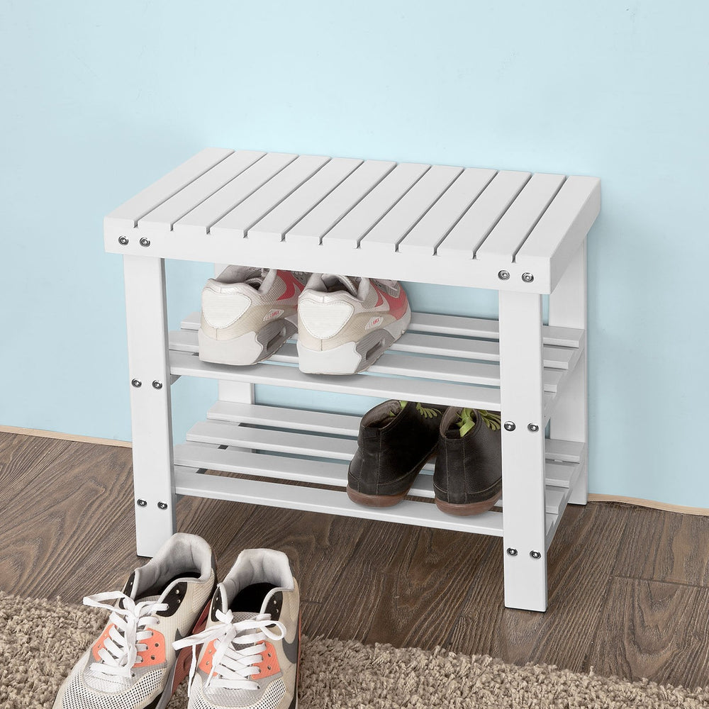 SoBuy - Schoenenrek met bankje - Wit - 50x29x45 cm