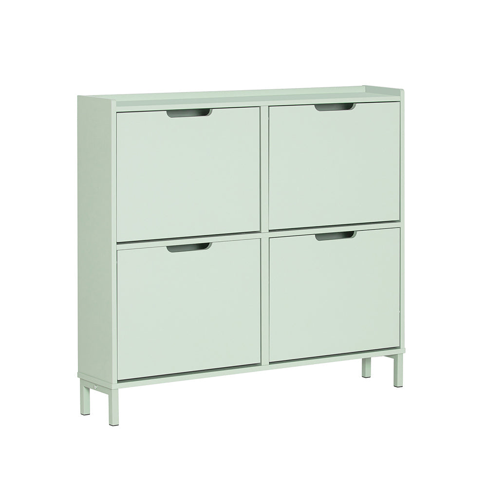SoBuy Schoenenkast FSR100-GR - 4 Klaplades - 100 x 19 x 90 cm - Groen