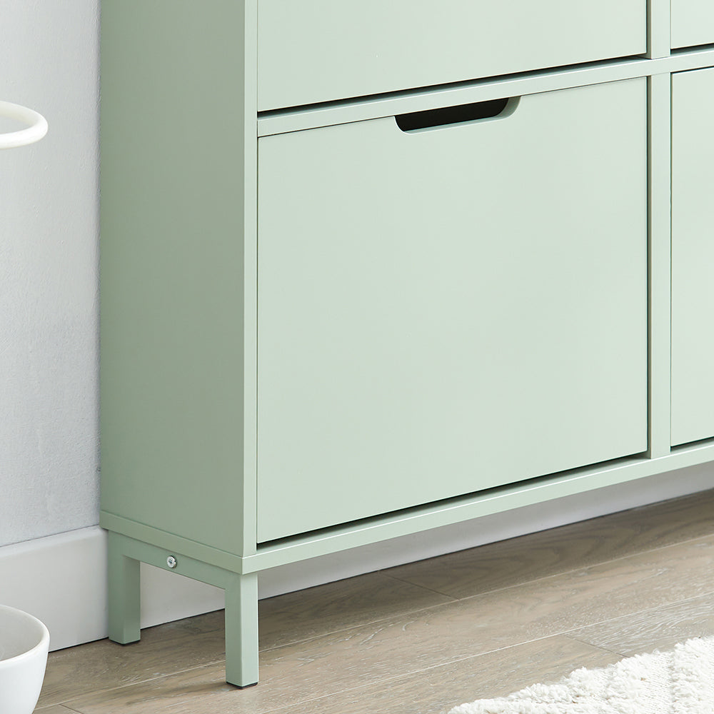 SoBuy Schoenenkast FSR100-GR - 4 Klaplades - 100 x 19 x 90 cm - Groen