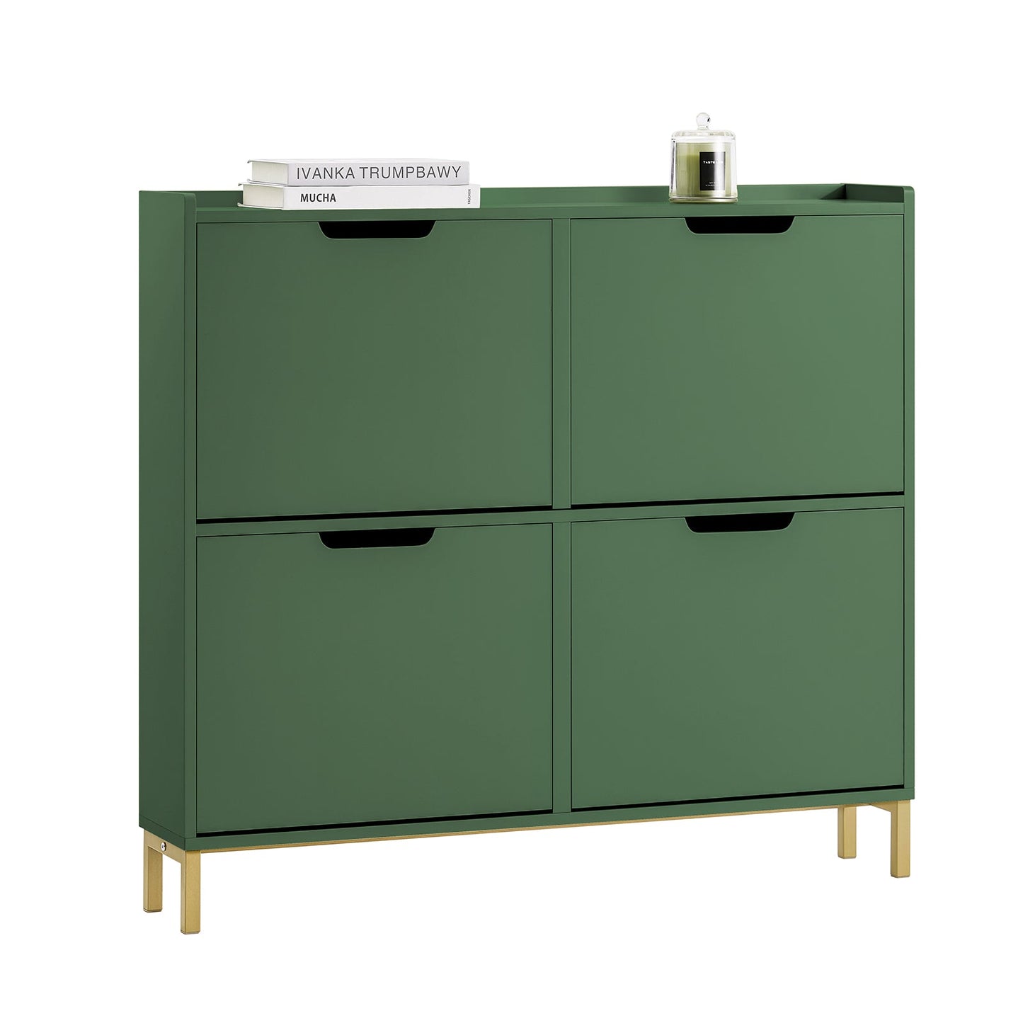 SoBuy Schoenenkast FSR100-SY - 4 Ladekleppen - 100 x 19 x 90 cm - Groen