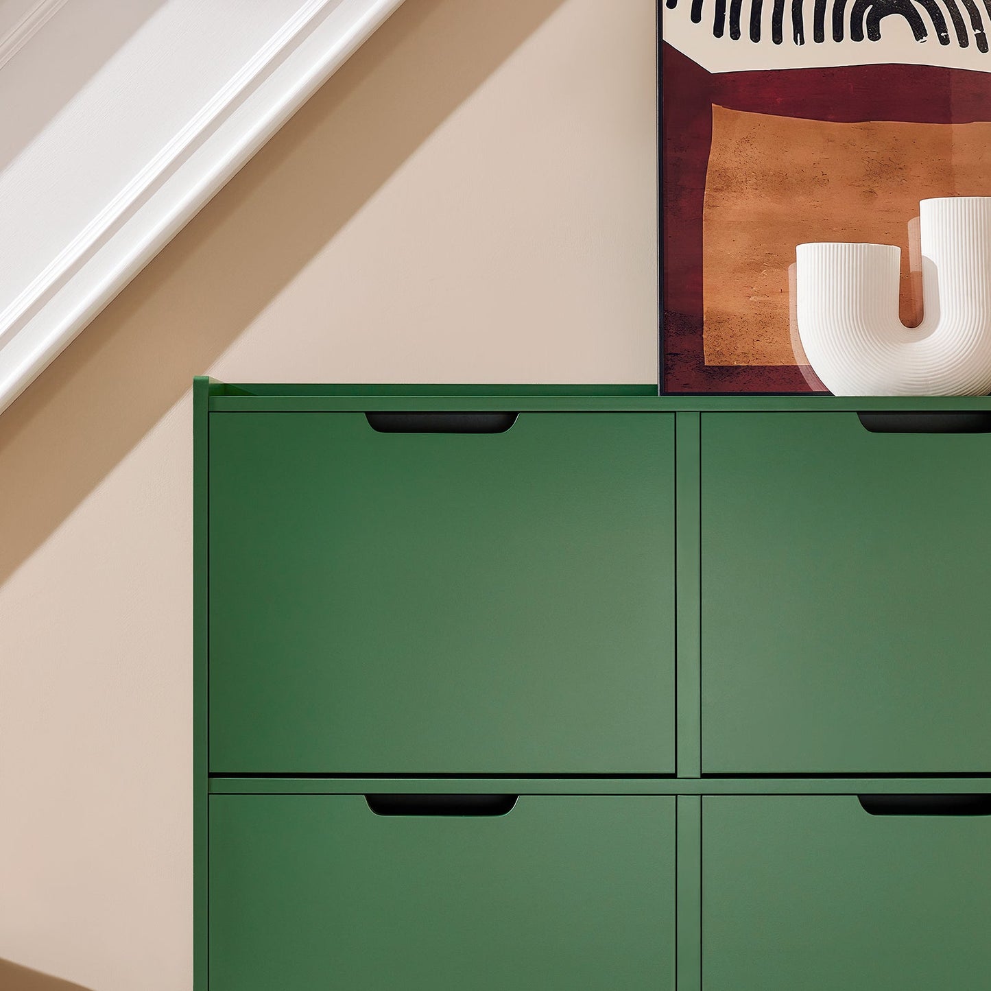 SoBuy Schoenenkast FSR100-SY - 4 Ladekleppen - 100 x 19 x 90 cm - Groen