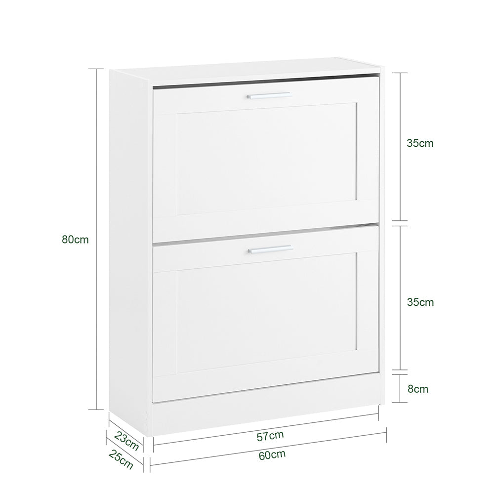 SoBuy FSR137-W Moderne Witte Schoenenkast met 2 Kleppen | Compact 60x25x80 cm