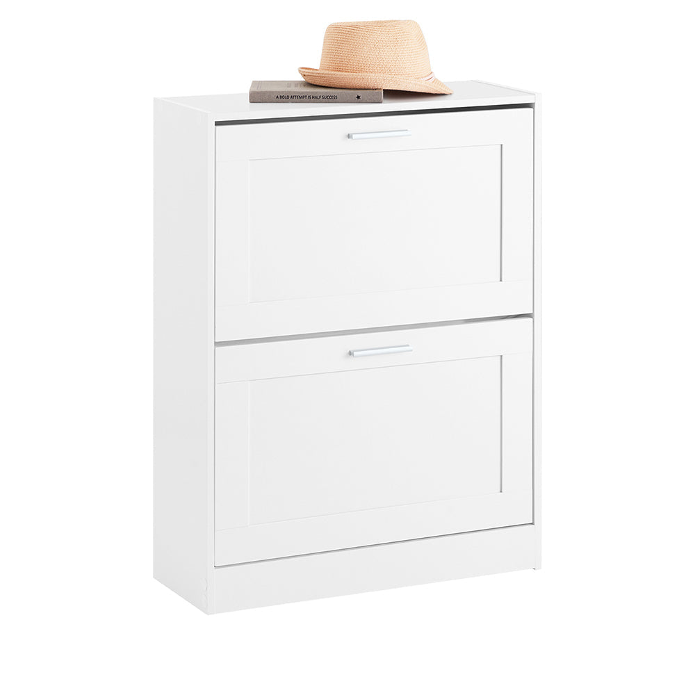 SoBuy FSR137-W Moderne Witte Schoenenkast met 2 Kleppen | Compact 60x25x80 cm