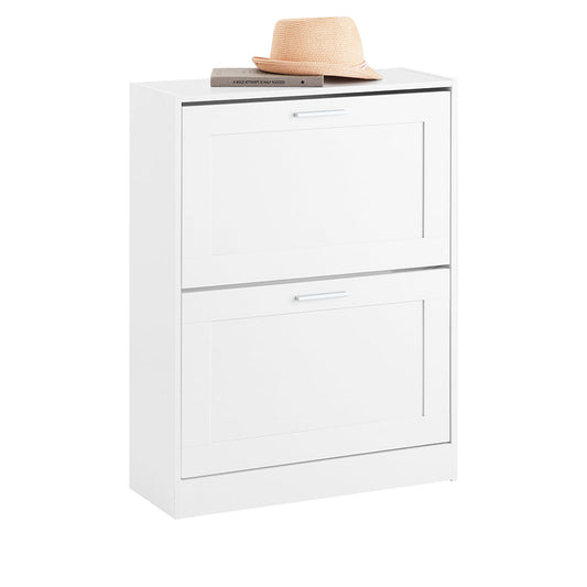 SoBuy FSR137-W Moderne Witte Schoenenkast met 2 Kleppen | Compact 60x25x80 cm