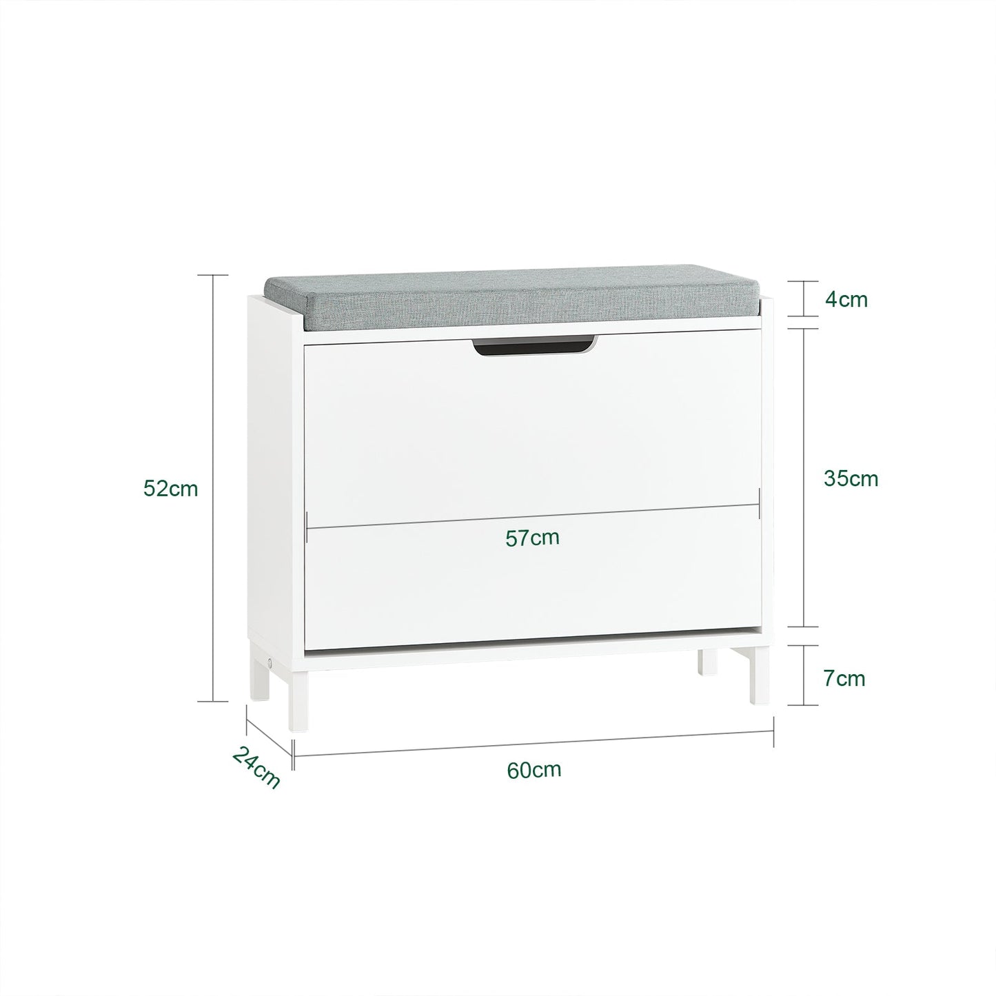 Sobuy Schoenenbank met opbergruimte en kussen – Wit – 60 x 24 x 52 cm – SoBuy FSR151-K-W