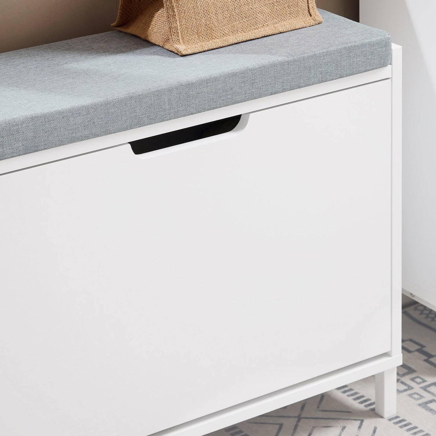 Sobuy Schoenenbank met opbergruimte en kussen – Wit – 60 x 24 x 52 cm – SoBuy FSR151-K-W
