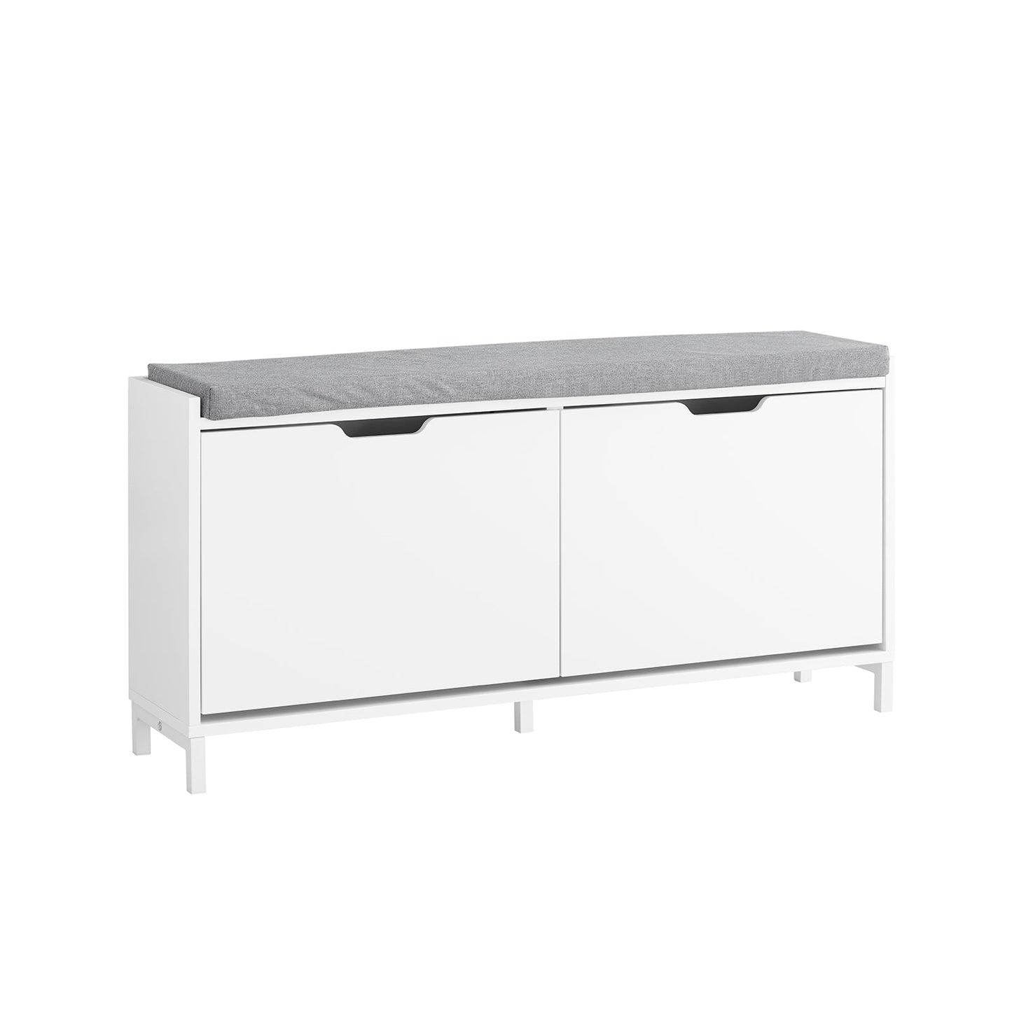 sobuy schoenenkast schoenenbank FSR151-L-W - 105 x 24 x 52 cm - wit met grijs kussen