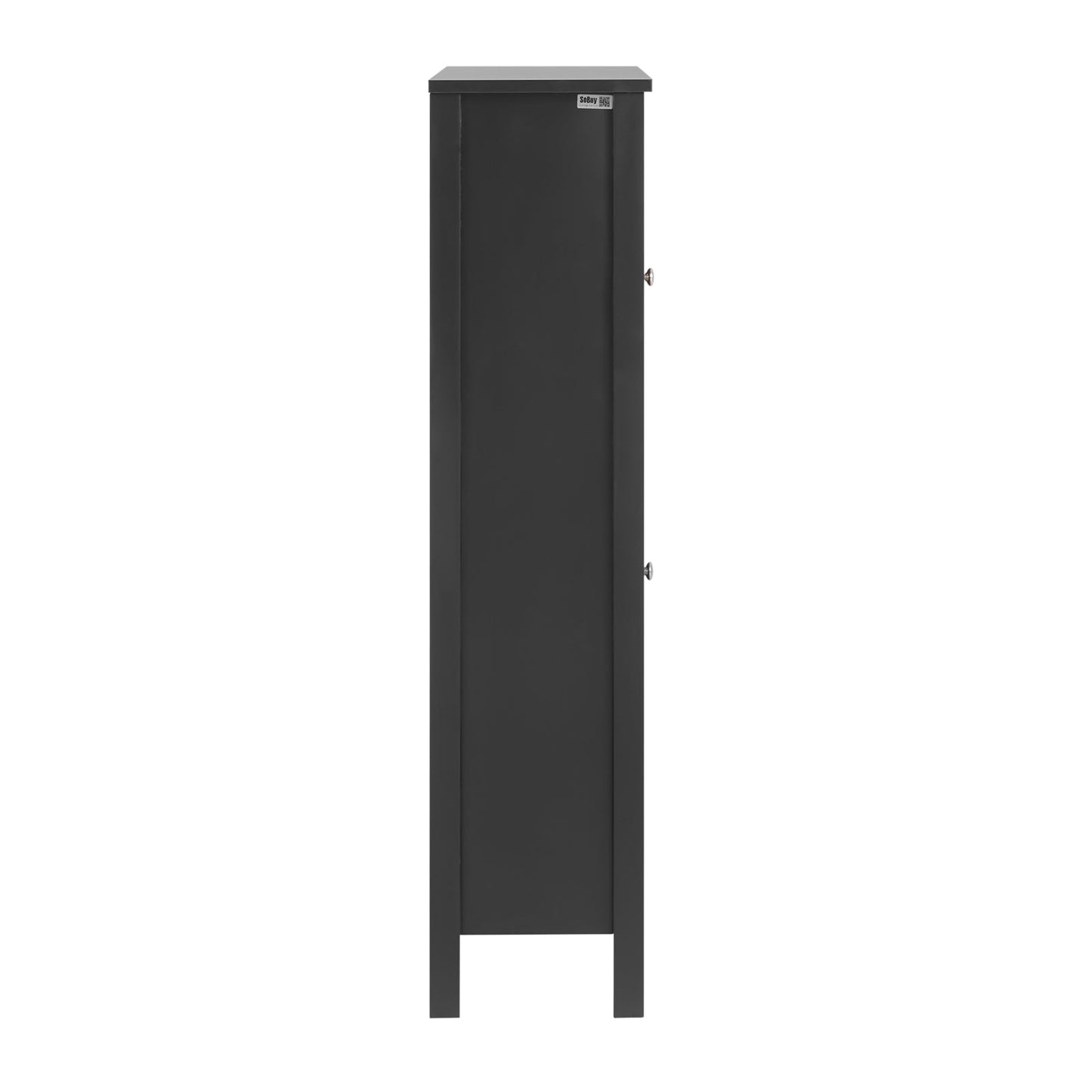 Sobuy Schoenenkast met 2 Kleppen en Opbergvak – Zwart – 80x25x108 cm