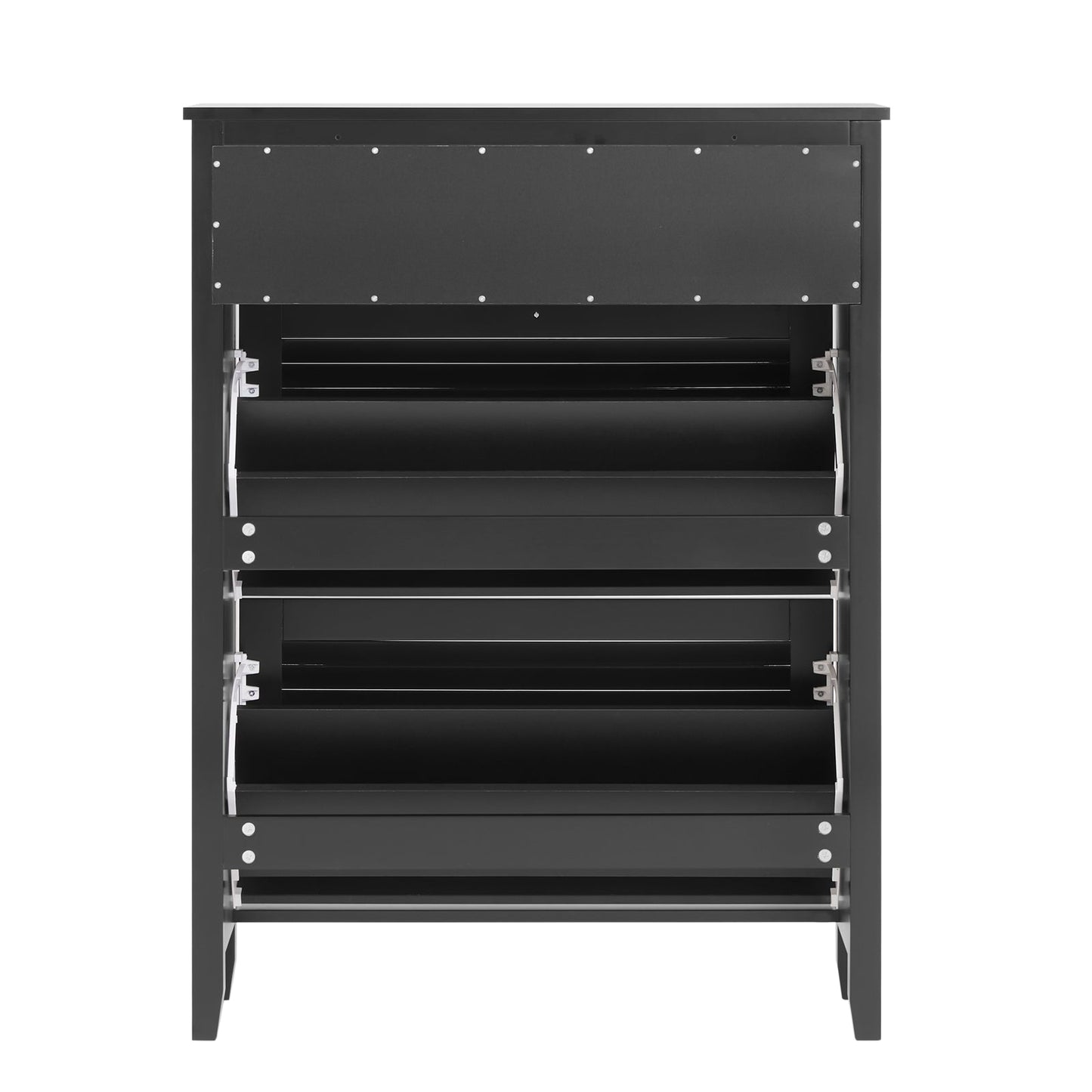 Sobuy Schoenenkast met 2 Kleppen en Opbergvak – Zwart – 80x25x108 cm