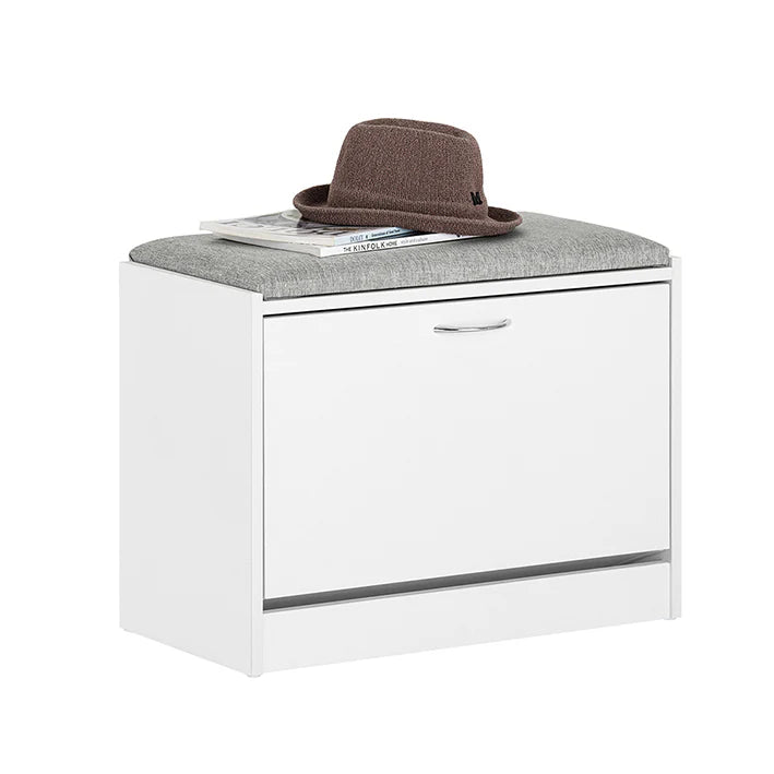 SoBuy Schoenen Opbergkist Met Zitkussen - Zitbank - Lichtgrijs - 60x46x30cm - FSR16-HG