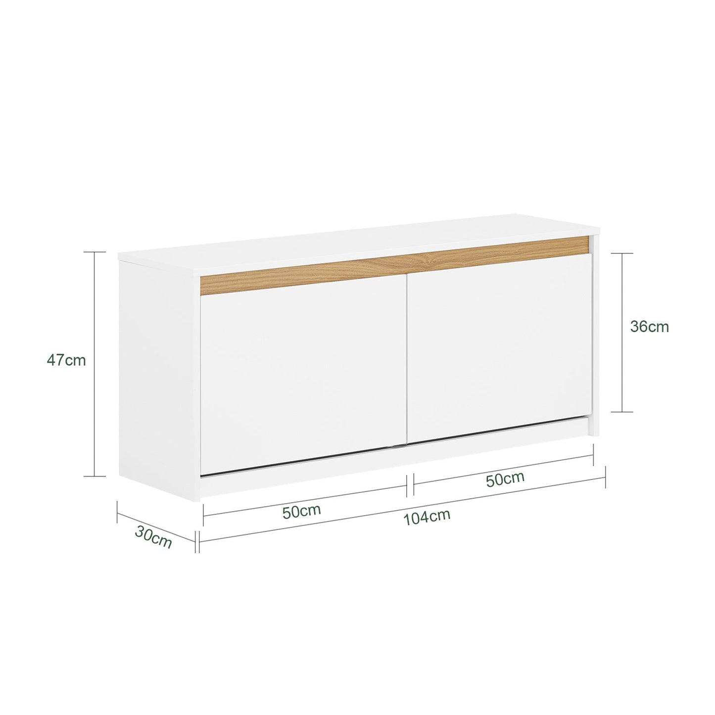SoBuy Schoenenkast met Zitbank – Wit – 104x30x47 cm – 2 Klapladen – Modern Design