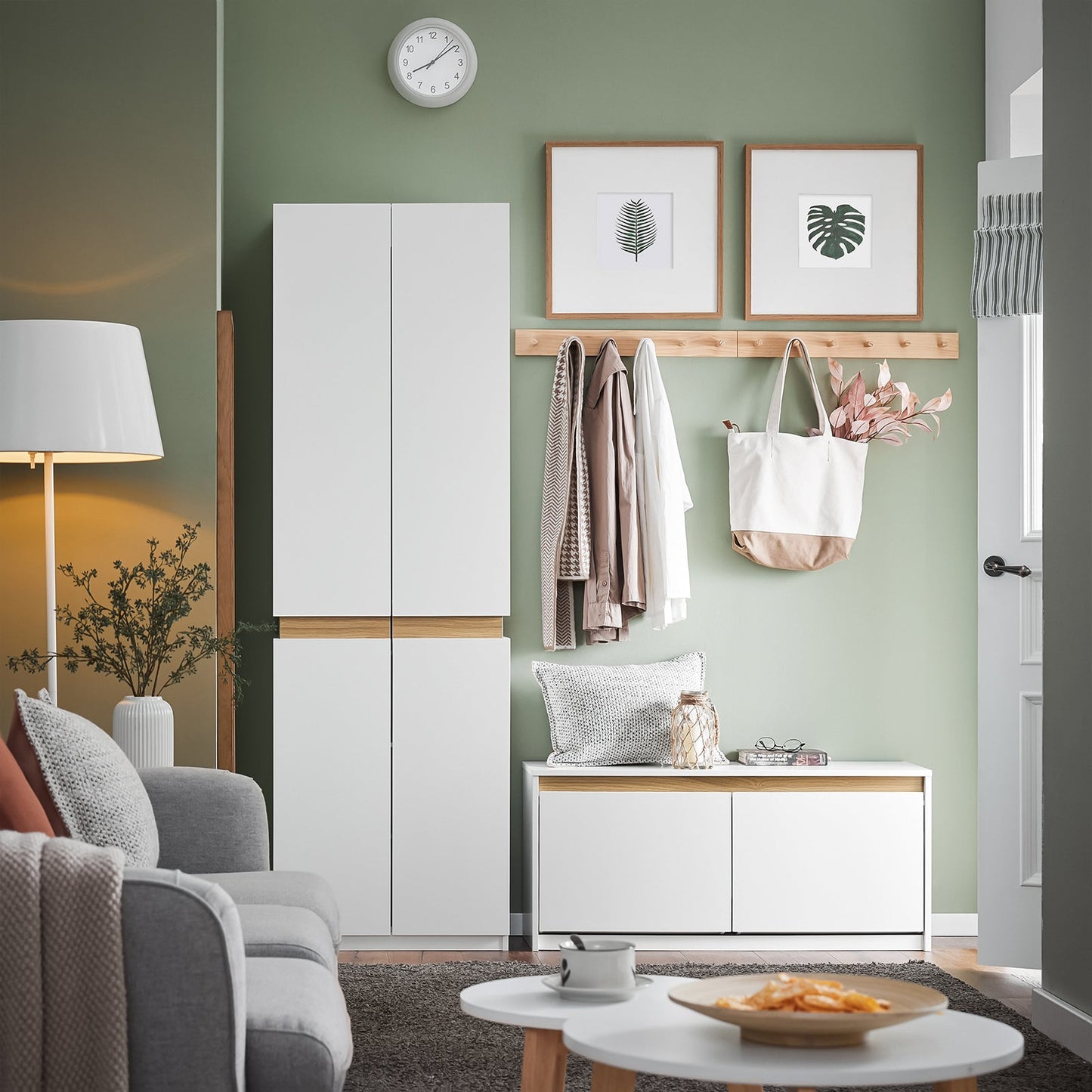 SoBuy Schoenenkast met Zitbank – Wit – 104x30x47 cm – 2 Klapladen – Modern Design