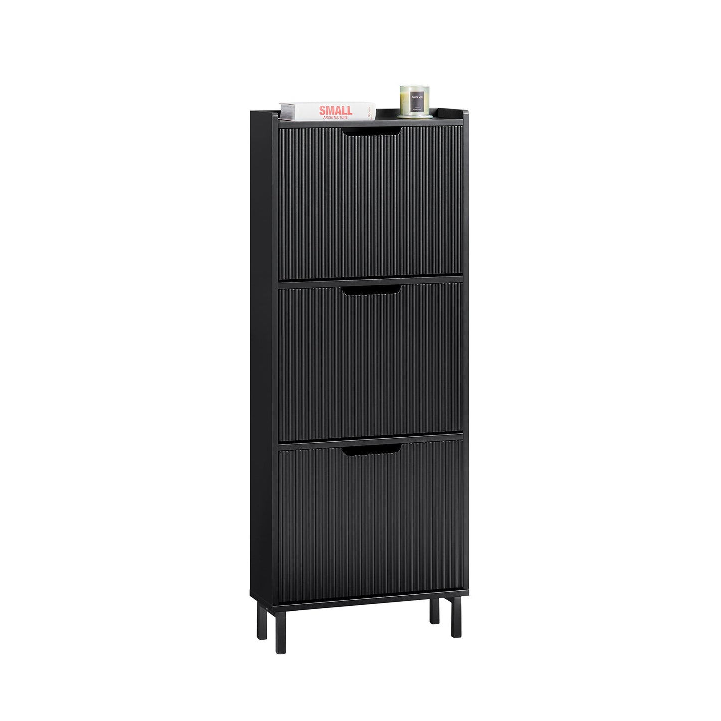 SoBuy Schoenenkast met 3 kleppen schoenenkast smal schoenenrek met 6 legvlakken schoenencommode schoenenrek