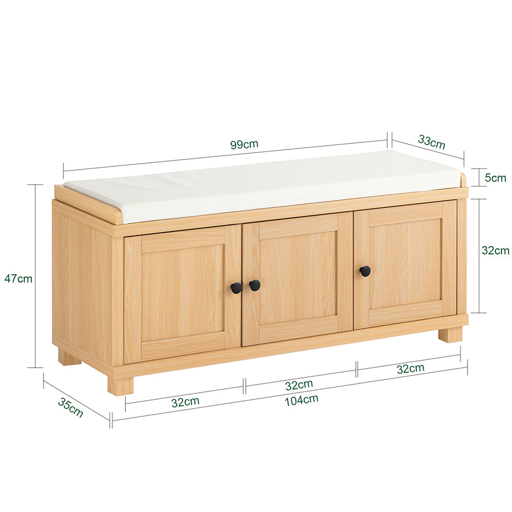 SoBuy FSR188-N Schoenenbank – Comfortabele Zitbank met Opbergruimte voor Hal of Slaapkamer (104 x 35 x 47 cm)
