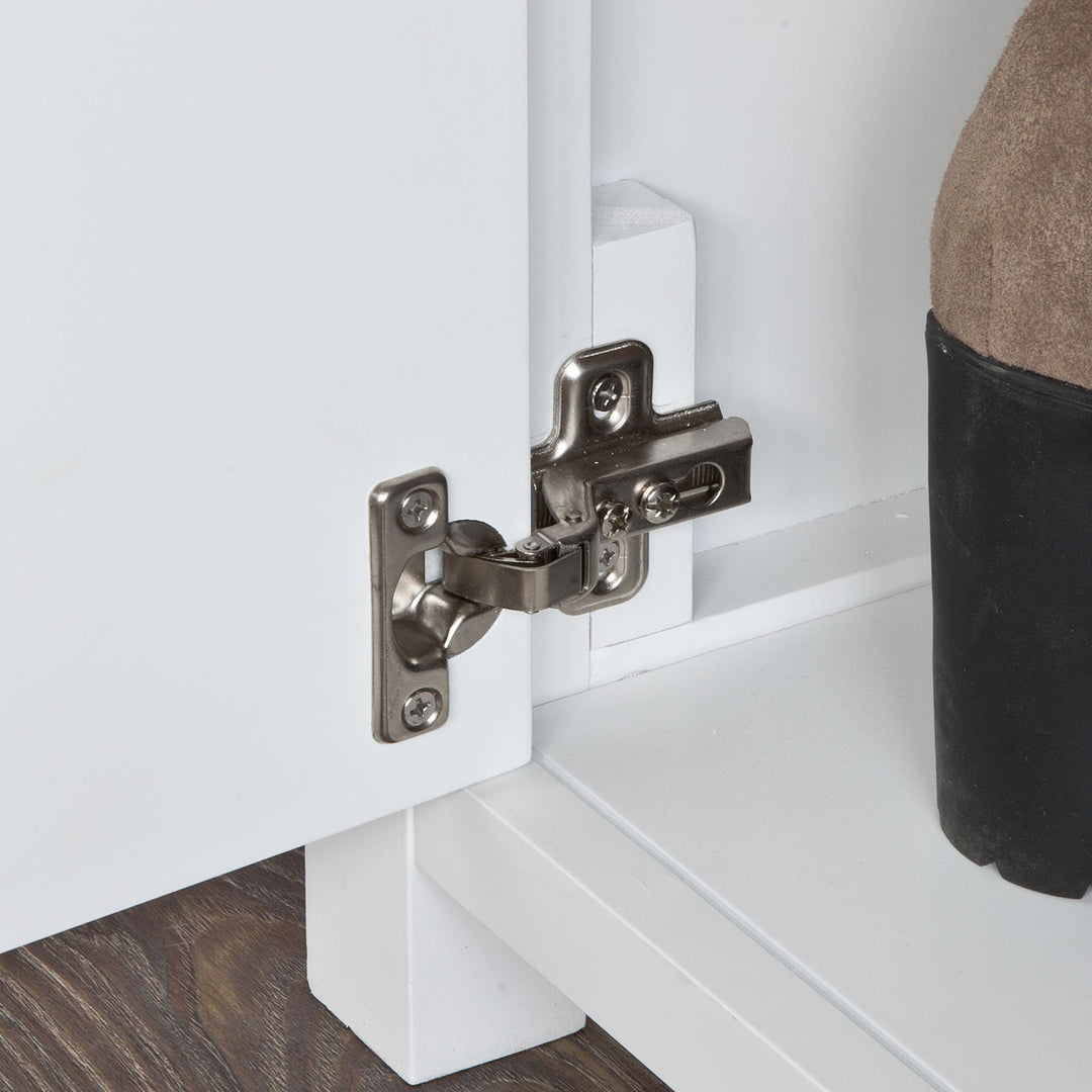 SoBuy Schoenenkast met gestoffeerd zitvlak - 2 Kasten -Landelijk - Max. 120 kg -103 x 34 x 43 cm - Wit / Grijs