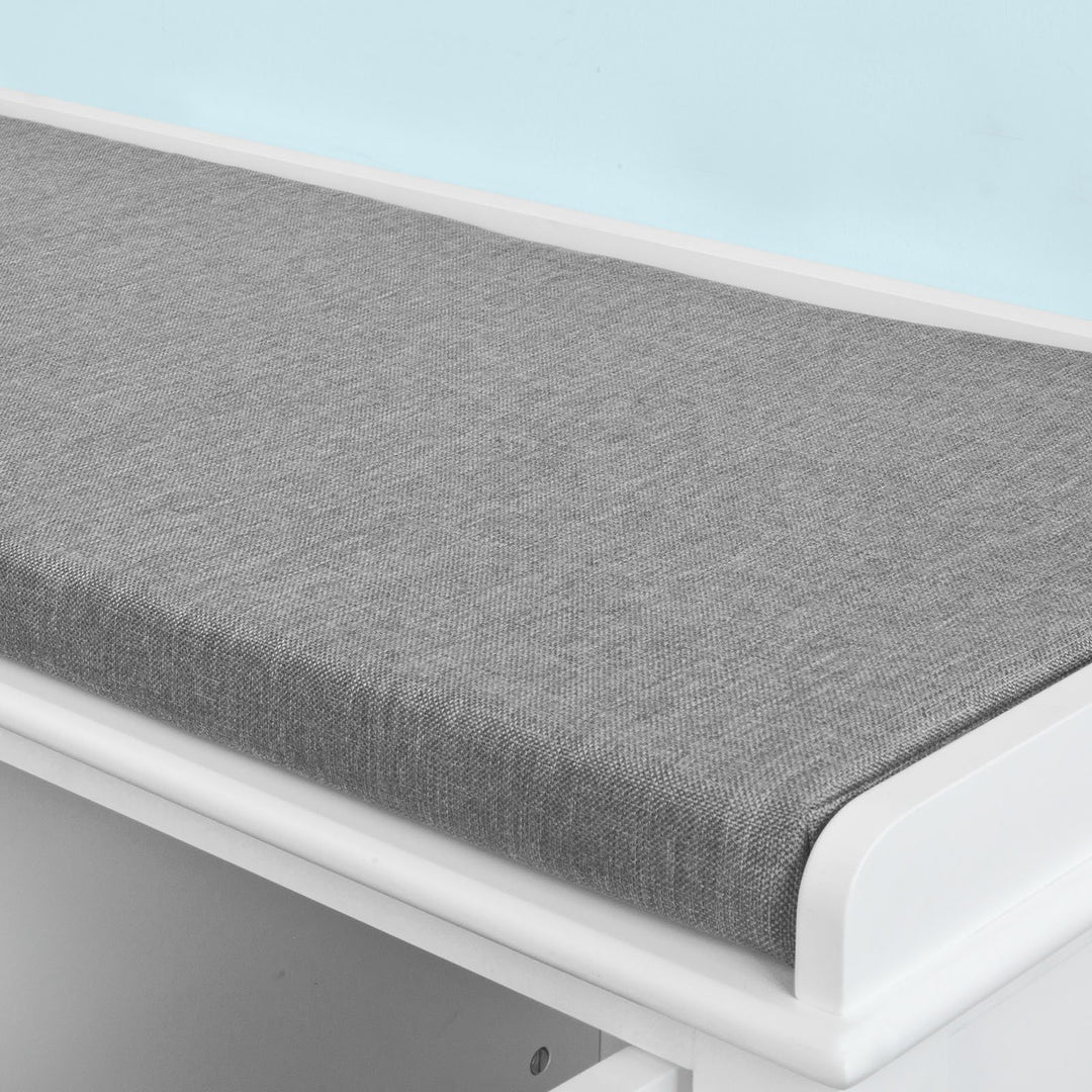 SoBuy Schoenenkast met gestoffeerd zitvlak - 2 Kasten -Landelijk - Max. 120 kg -103 x 34 x 43 cm - Wit / Grijs
