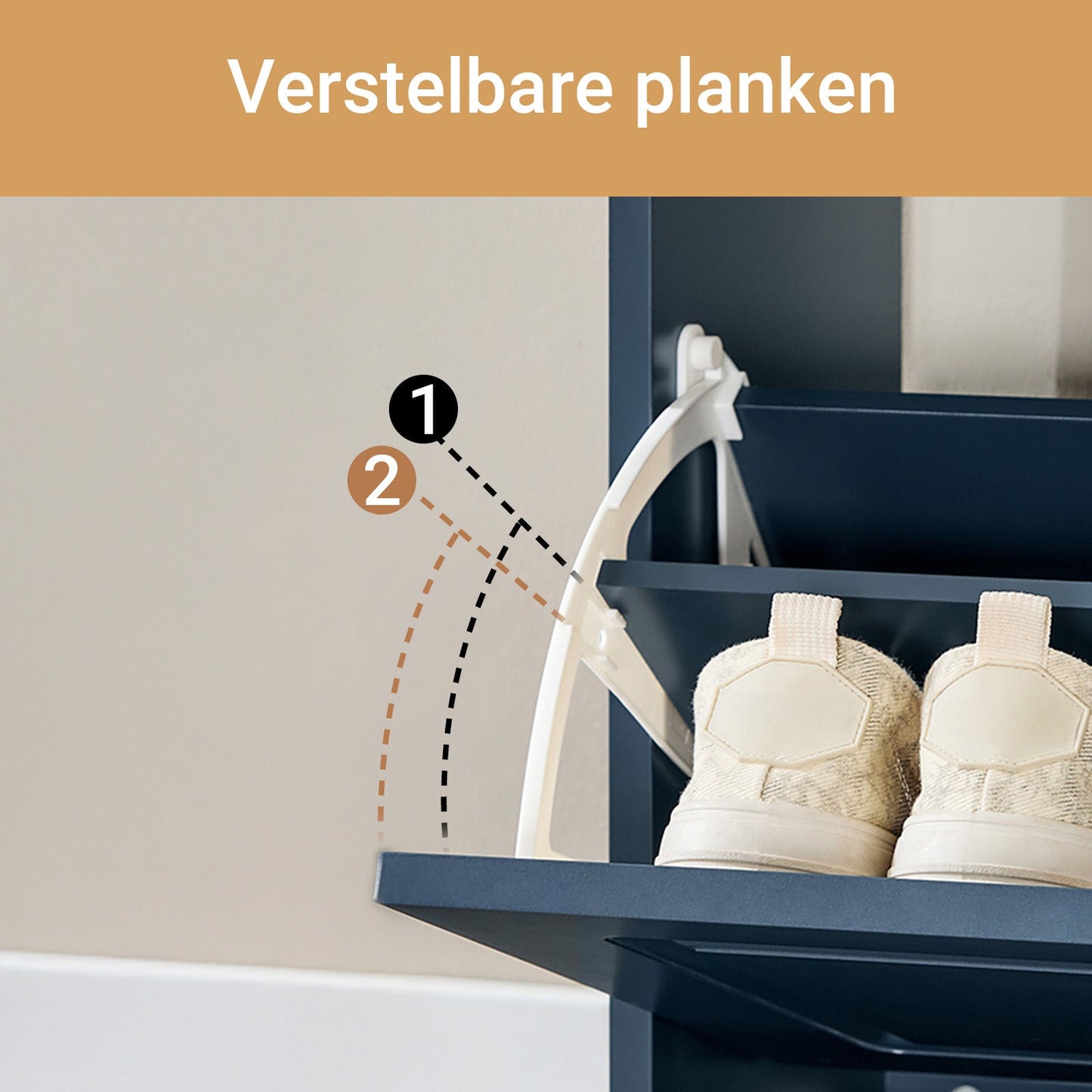 SoBuy Schoenenkast met 4 Kleppen – Slank Schoenenmeubel voor Hal en Entree – 105x24x83 cm – Blauw