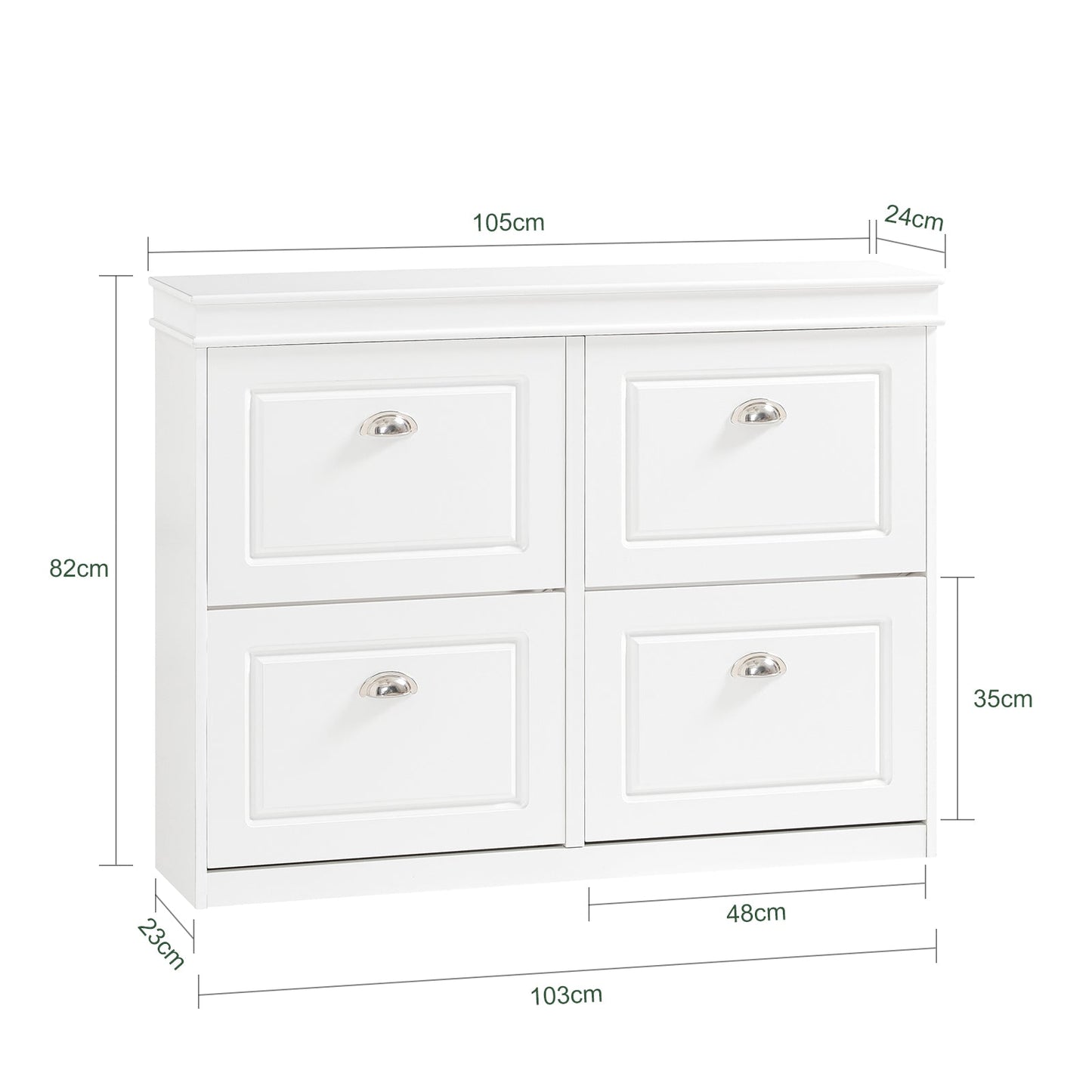 SoBuy FSR79-W Schoenenkast met 4 Kleppen - 105x24x83 cm - Wit - Ruimte voor 16 Paar Schoenen