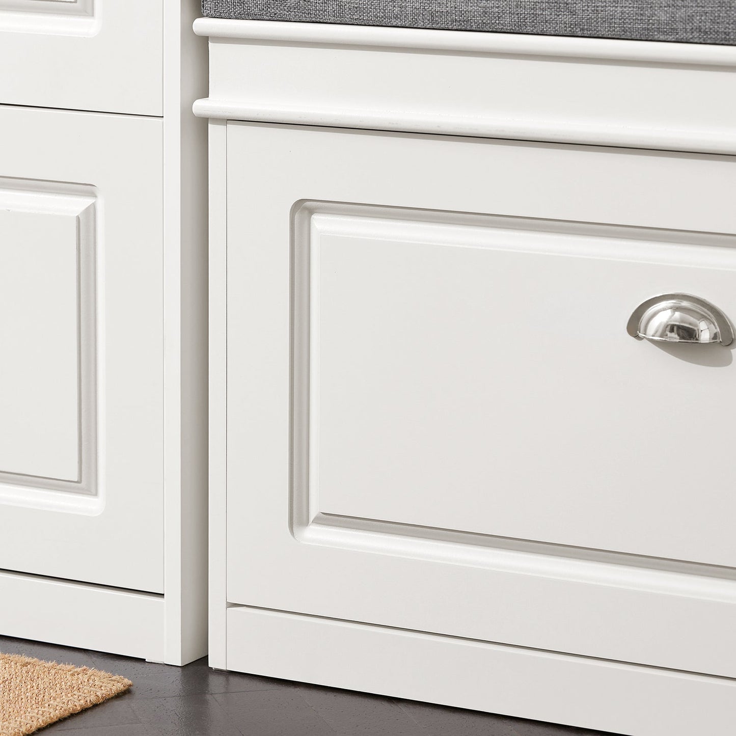 SoBuy Schoenenbank met Opbergruimte en Zitkussen – Wit – 75 x 24 x 51 cm – Compact Halmeubel met Klep
