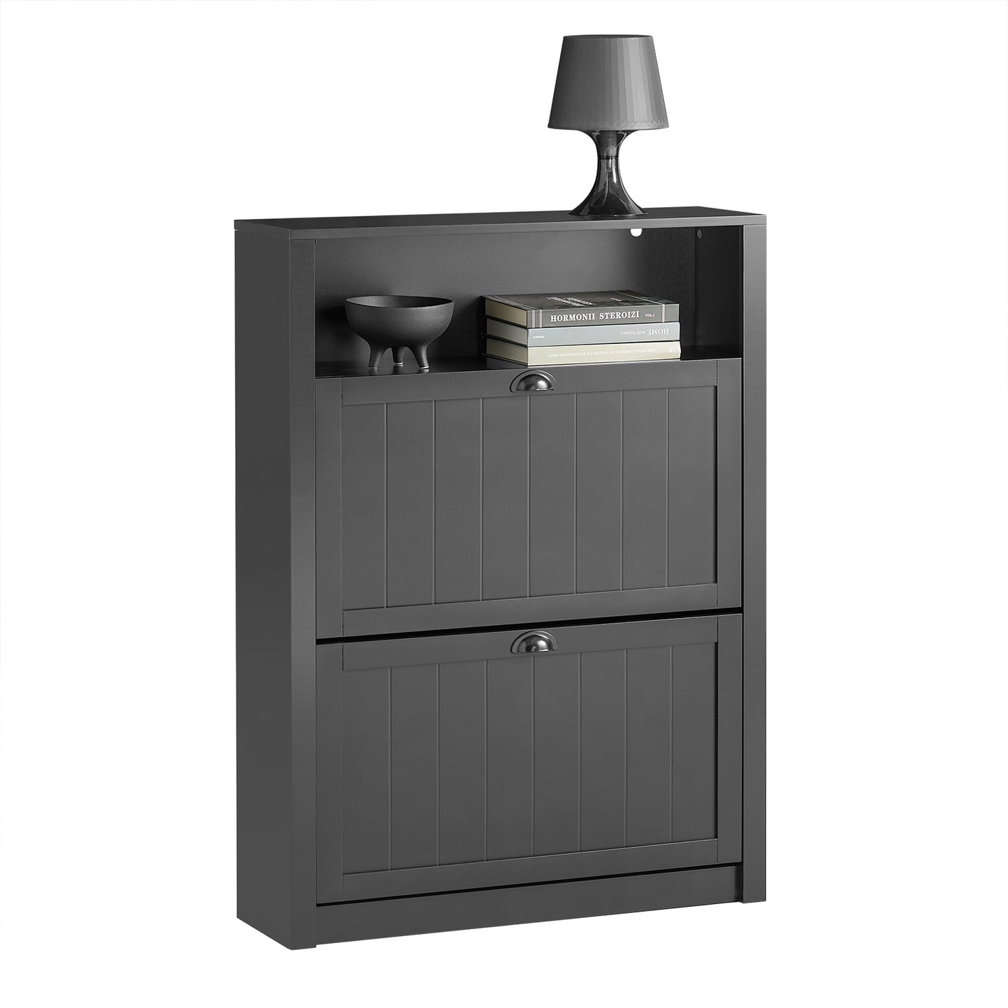 SoBuy Schoenenkast - 2 Kleppen - 80 x 24 x 110 cm - Antraciet